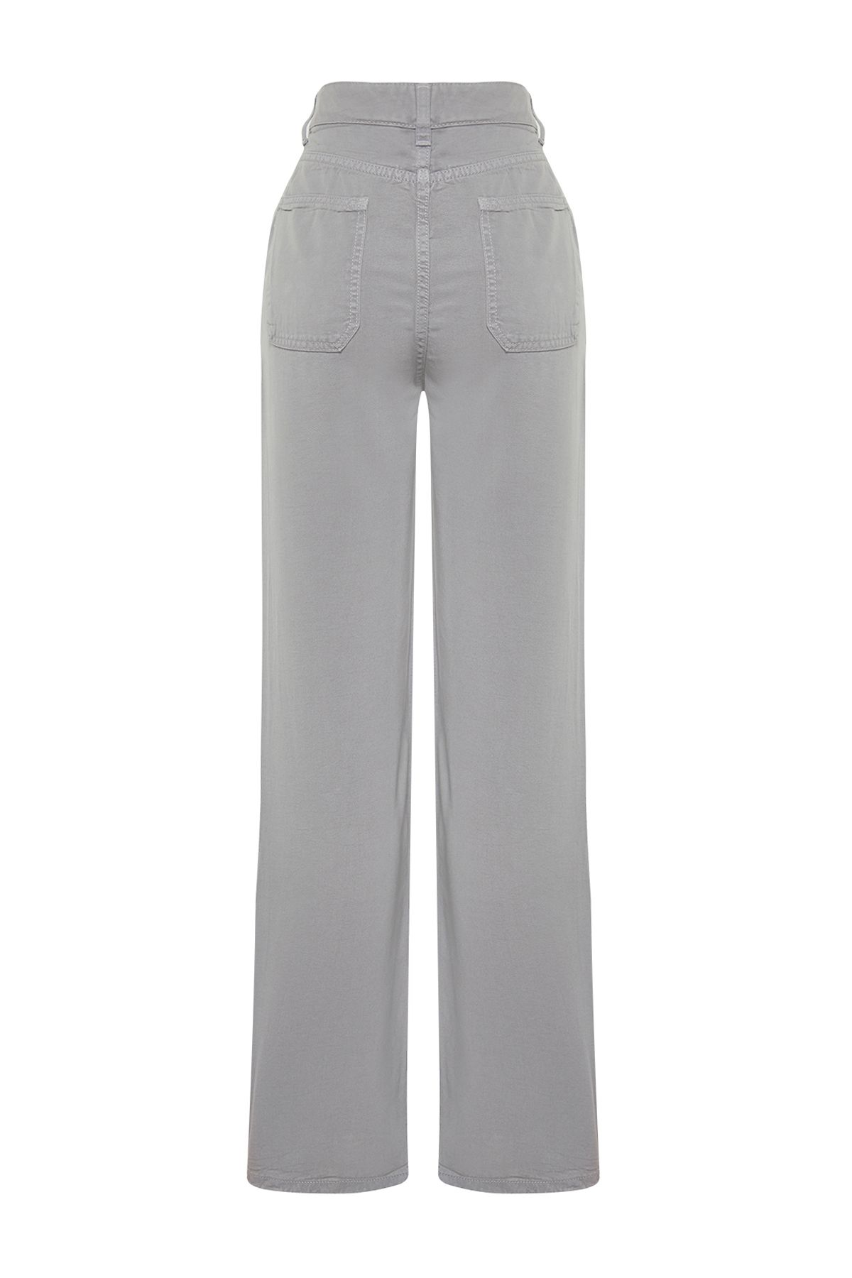Trendyol Collection-Szürke 100% Tencel ™   Alacsony derékú, széles szárú farmernadrág - állítható TWOSS23JE00219 8