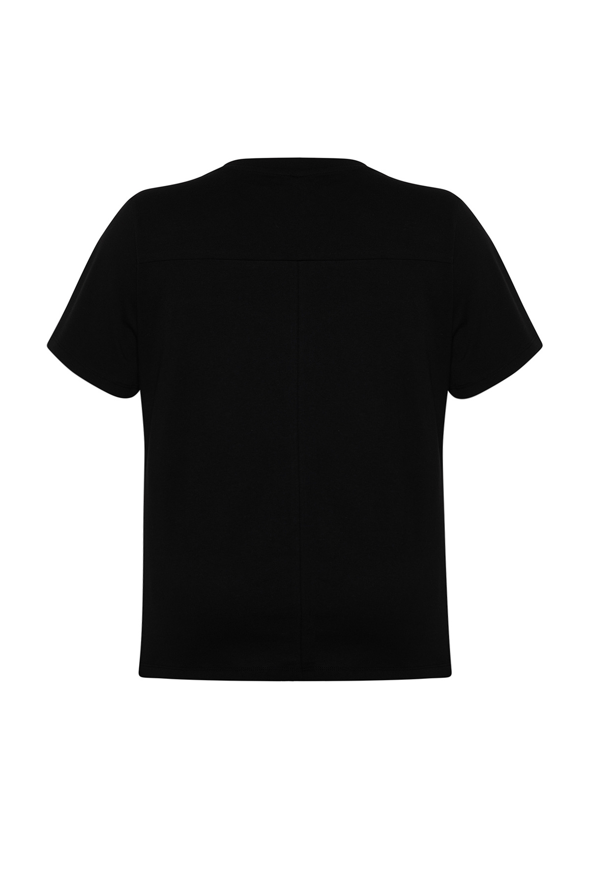 Trendyol Curve-100% bawełny Czarny T-shirt - Detale lamówki, TBBSS24BF00021 8