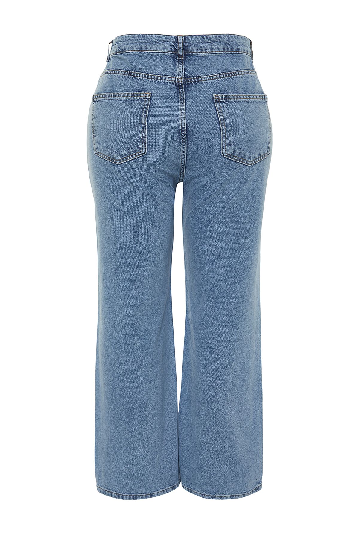 Trendyol Curve-Hellblaue, weit geschnittene Jeans mit hoher Taille TBSSS24CJ00028 8