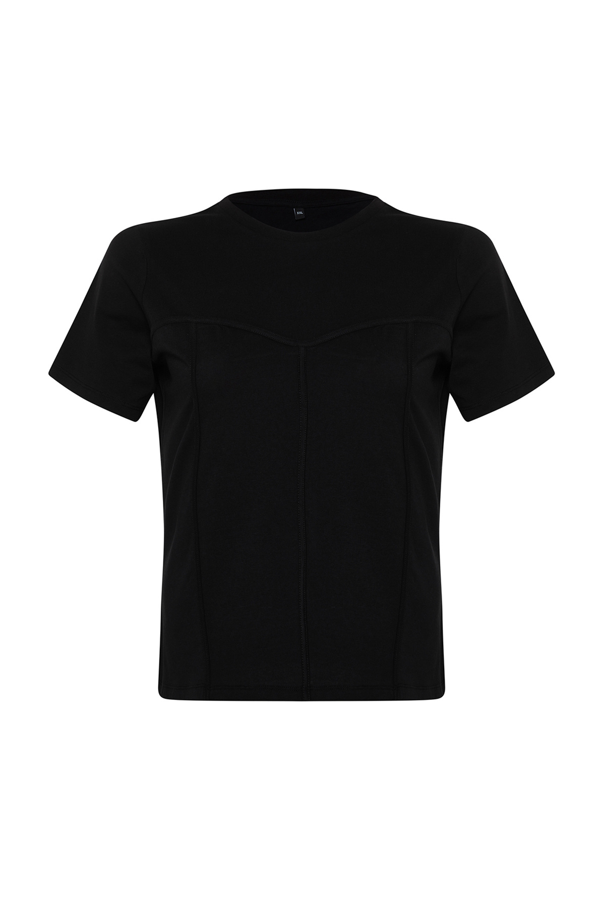 Trendyol Curve-100% bawełny Czarny T-shirt - Detale lamówki, TBBSS24BF00021 7