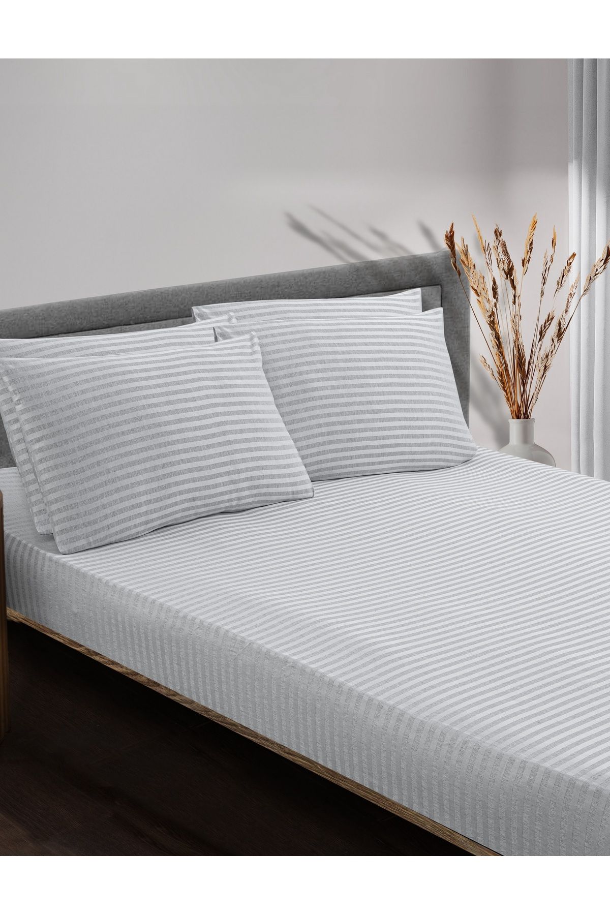 Soft Colours Striped Satin Fitted Sheet Set Pillowcase Double Single Trendyol