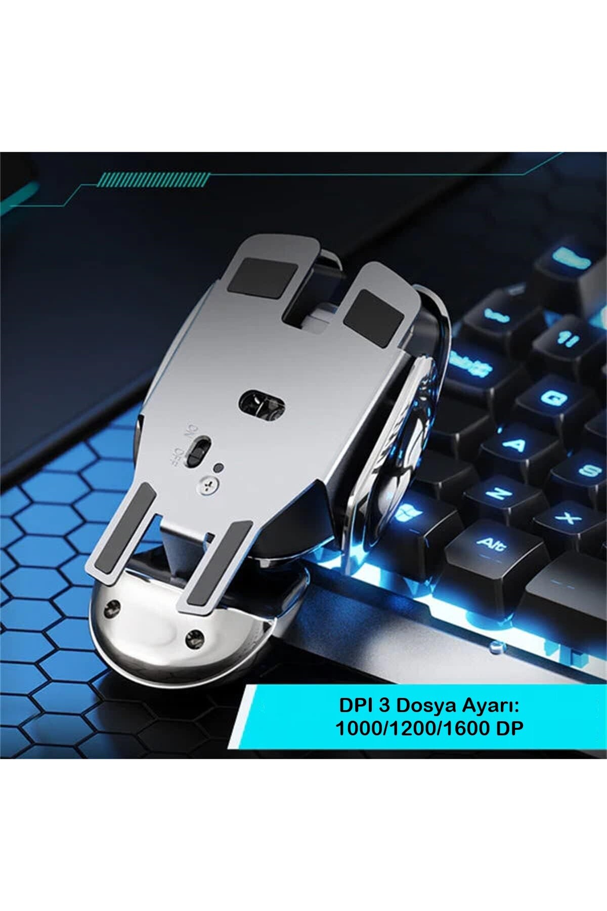 DUHALINE Kablosuz Şarjlı Mouse Modern Tasarım Ergonomik Metal Mouse, 2 ...