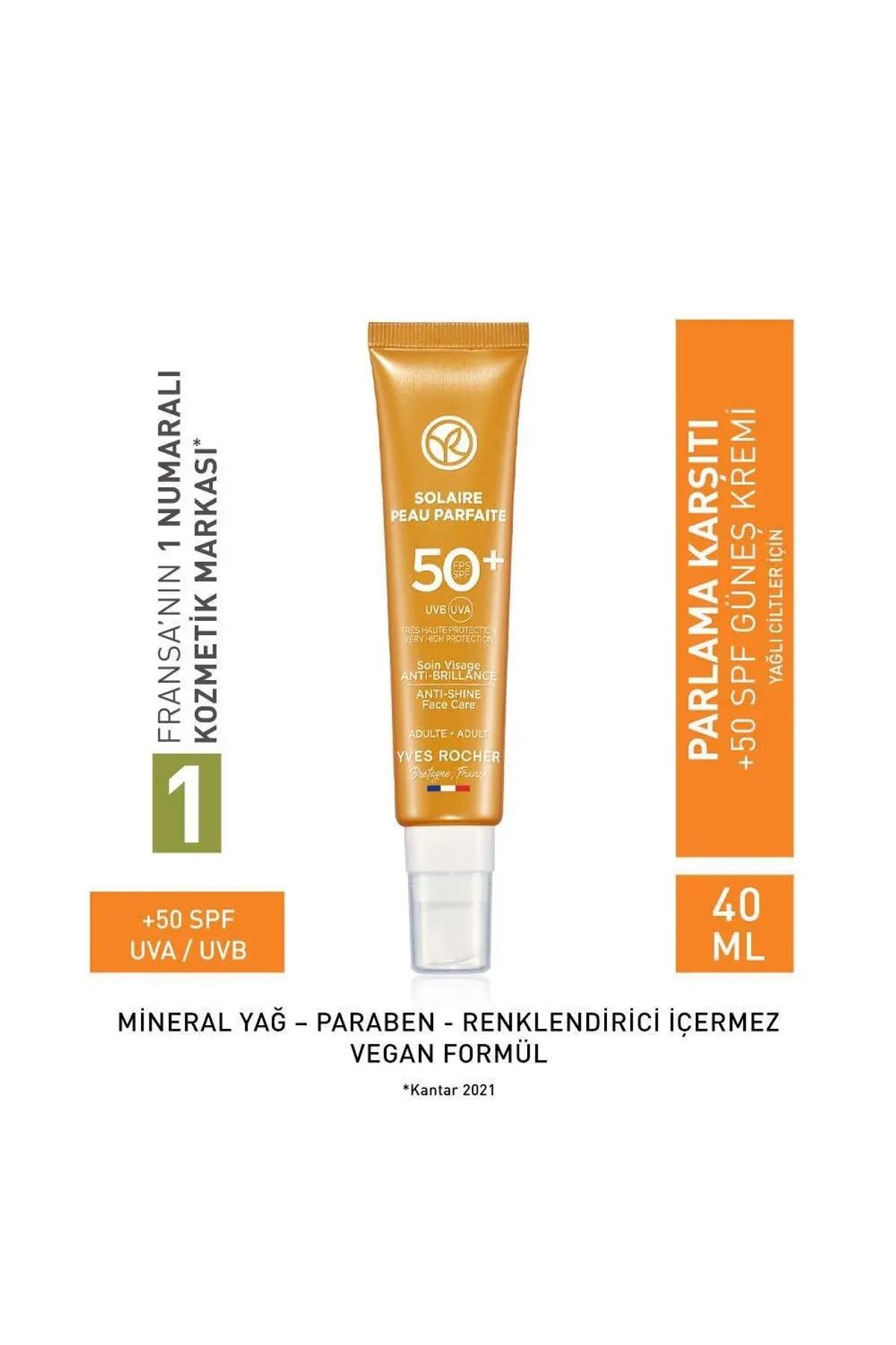 Yves Rocher-Solaire Peau Parfaite 40ml - UVA/UVB Oily, Anti-Shine SPF50+, Protected Face Sun Cream 3