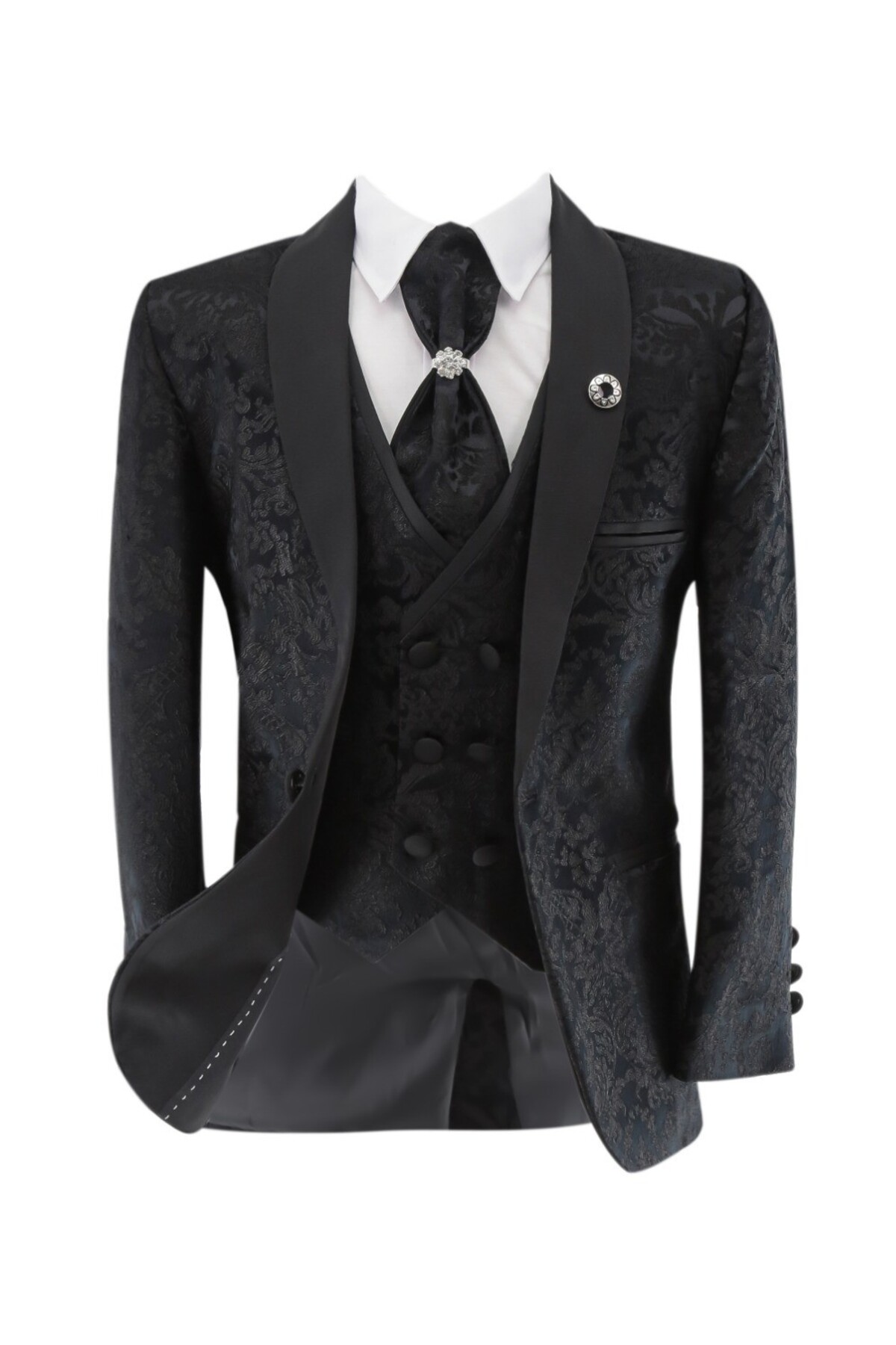  کت و شلوار دامادی کودک گشاد - ۴ تکه - ۶-۱۰ سال