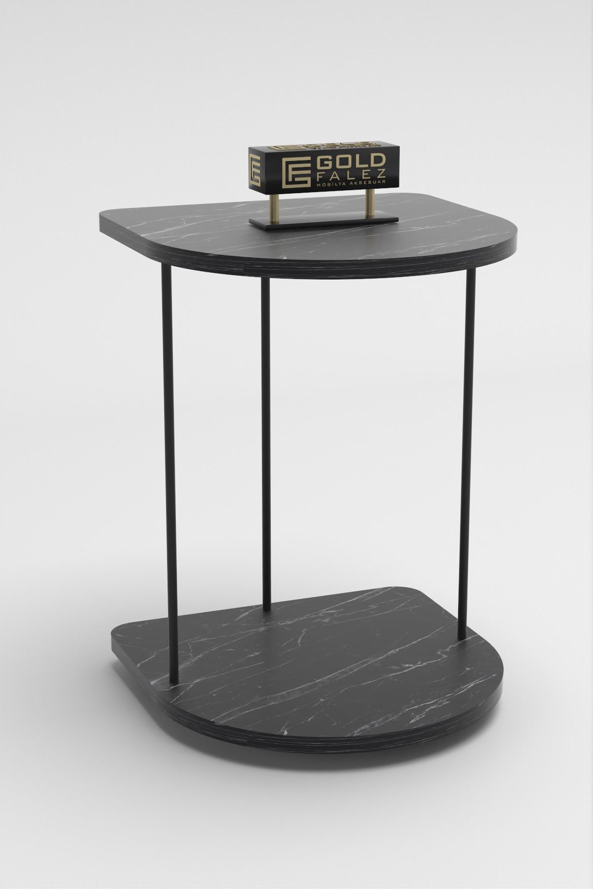 GOLDFALEZ-Mobile Side Table with Wheels | Oval HND Collection | Modern Serving Cart in Bendir Finish 5