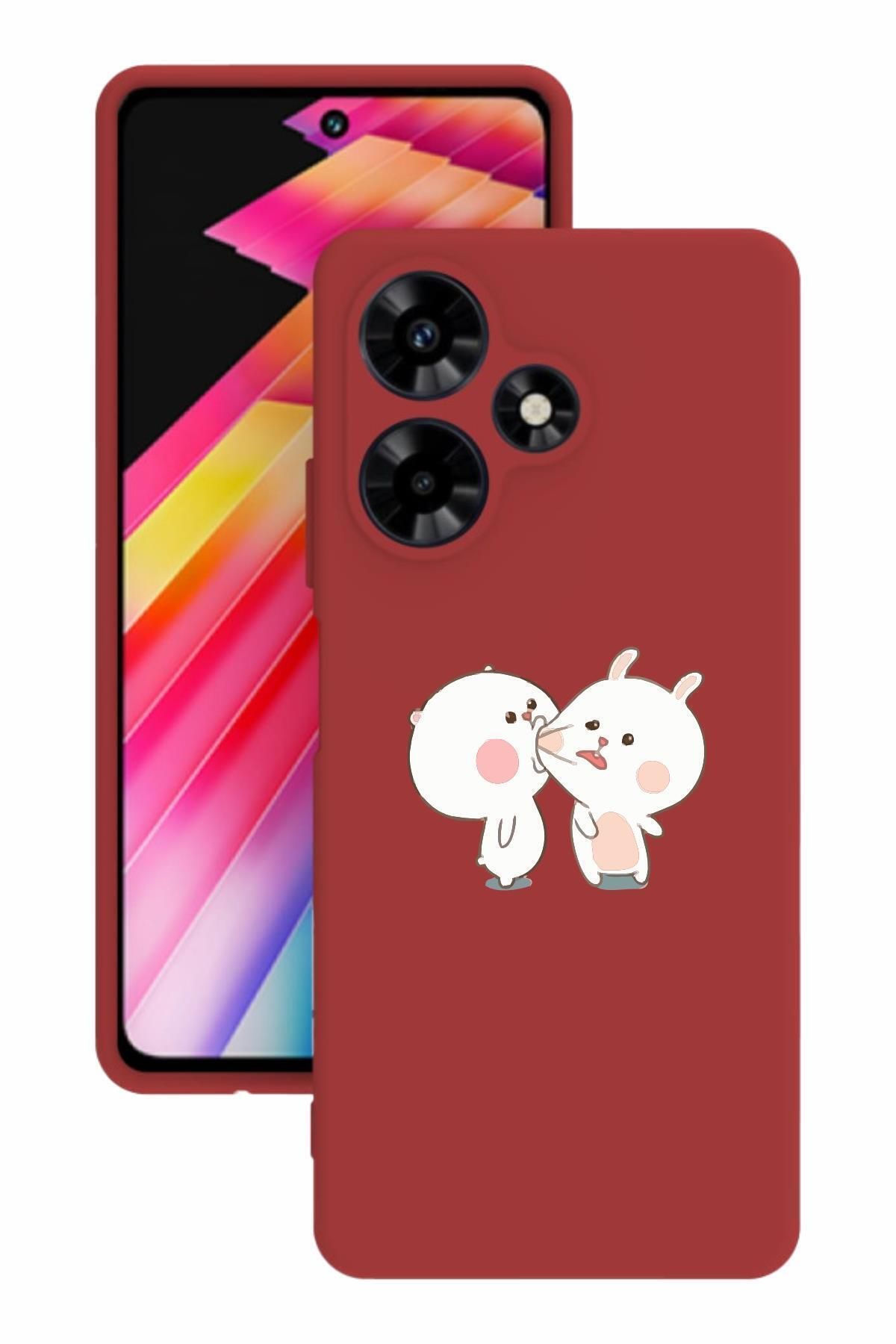 INFINIX-Hot 30 Printed and Camera Protected Red Color Silicone Compatible Case 1