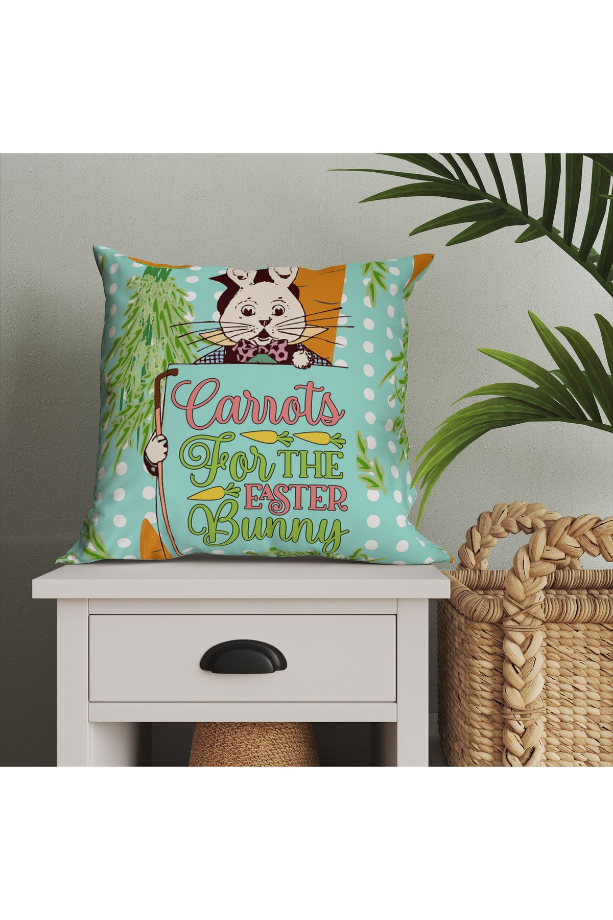 Tataroğlu Dijital Kumaş Husa De Perna De Paste Vintage - Happy Easter - 45x45 - 45 x 45