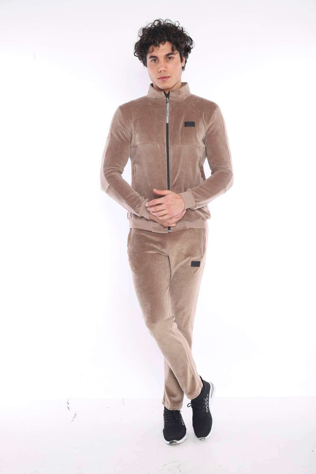 ست گرمکن ورزشی مردانه MINK SLIMFIT 4 POCKET VELVET SEASON TRACKSUIT TEAM 6637 Escetic