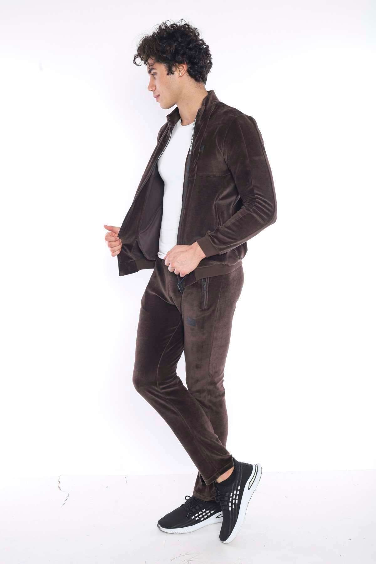ست گرمکن ورزشی مردانه SLIMFIT 4 POCKET VELVET SEASON TRACKSUIT TEAM 6637 Escetic