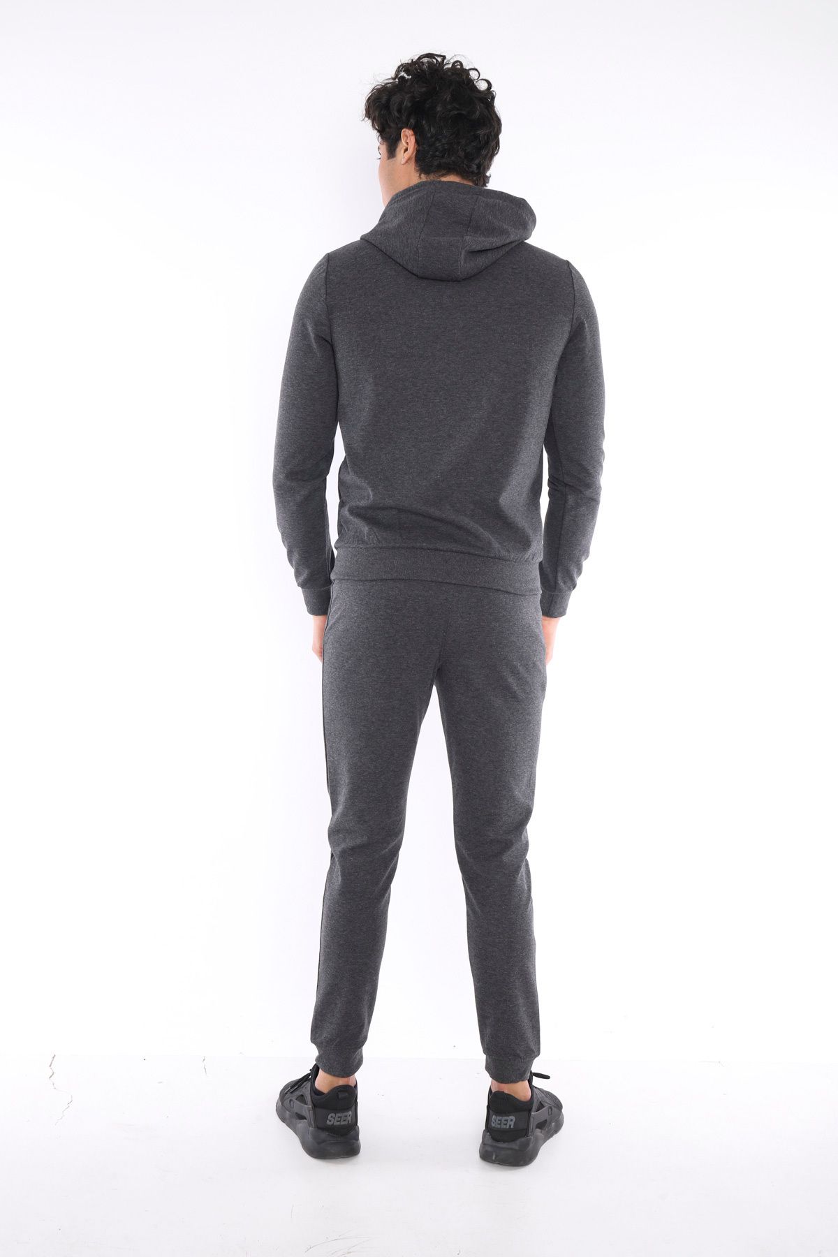 ست گرمکن ورزشی مردانه هود پنبه تنفس طرح دار SLIMFIT SPORT TEAM A3043 Escetic