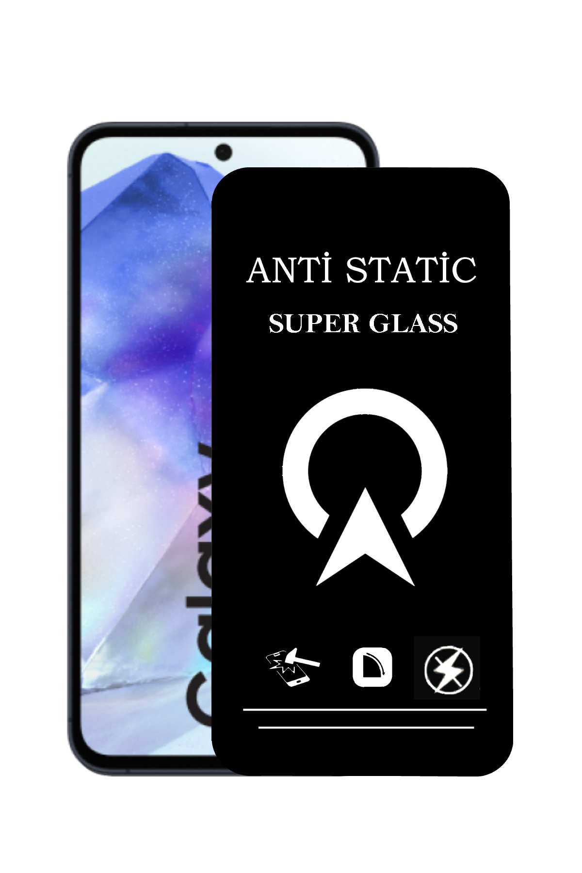Samsung Galaxy A55 ile Uyumlu Tam Kaplayan Anti Statik Çizilmez Safir Ekran Koruyucu Cam