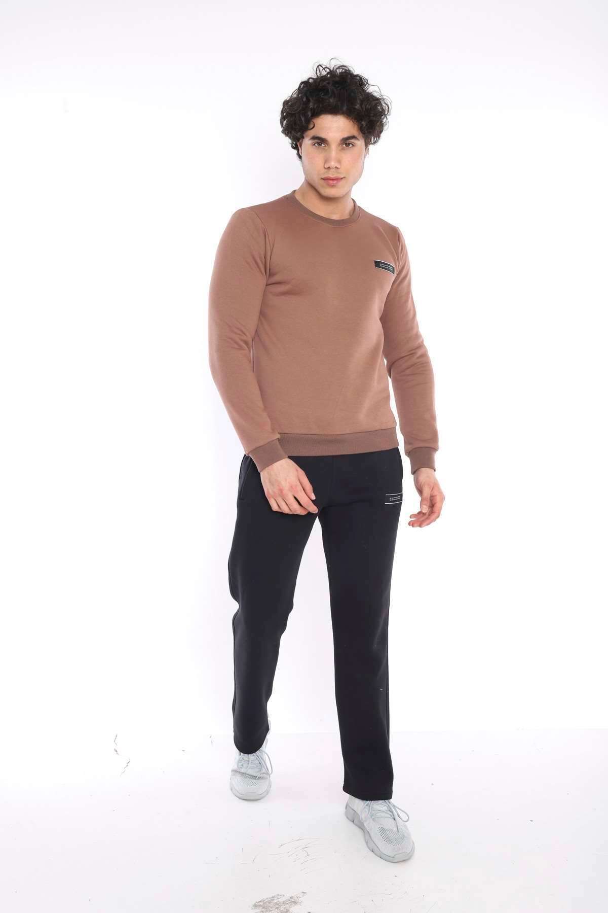 ست گرمکن ورزشی مردانه زمستان قهوه شیر 3 من؟ PLIK با I؟ CHI SHARDON SWEAT SATATO SET A3053 Escetic
