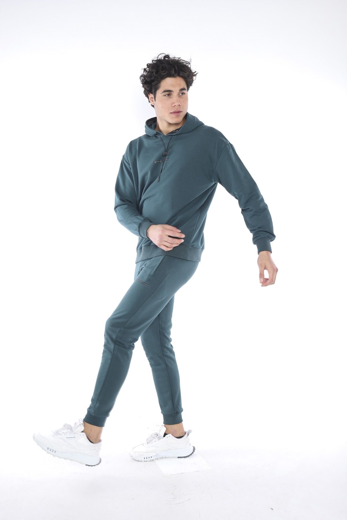 ست گرمکن ورزشی مردانه 3 سبز با سرگرمی پنبه نفس چاپی عرق مجموعه A3041 Escetic