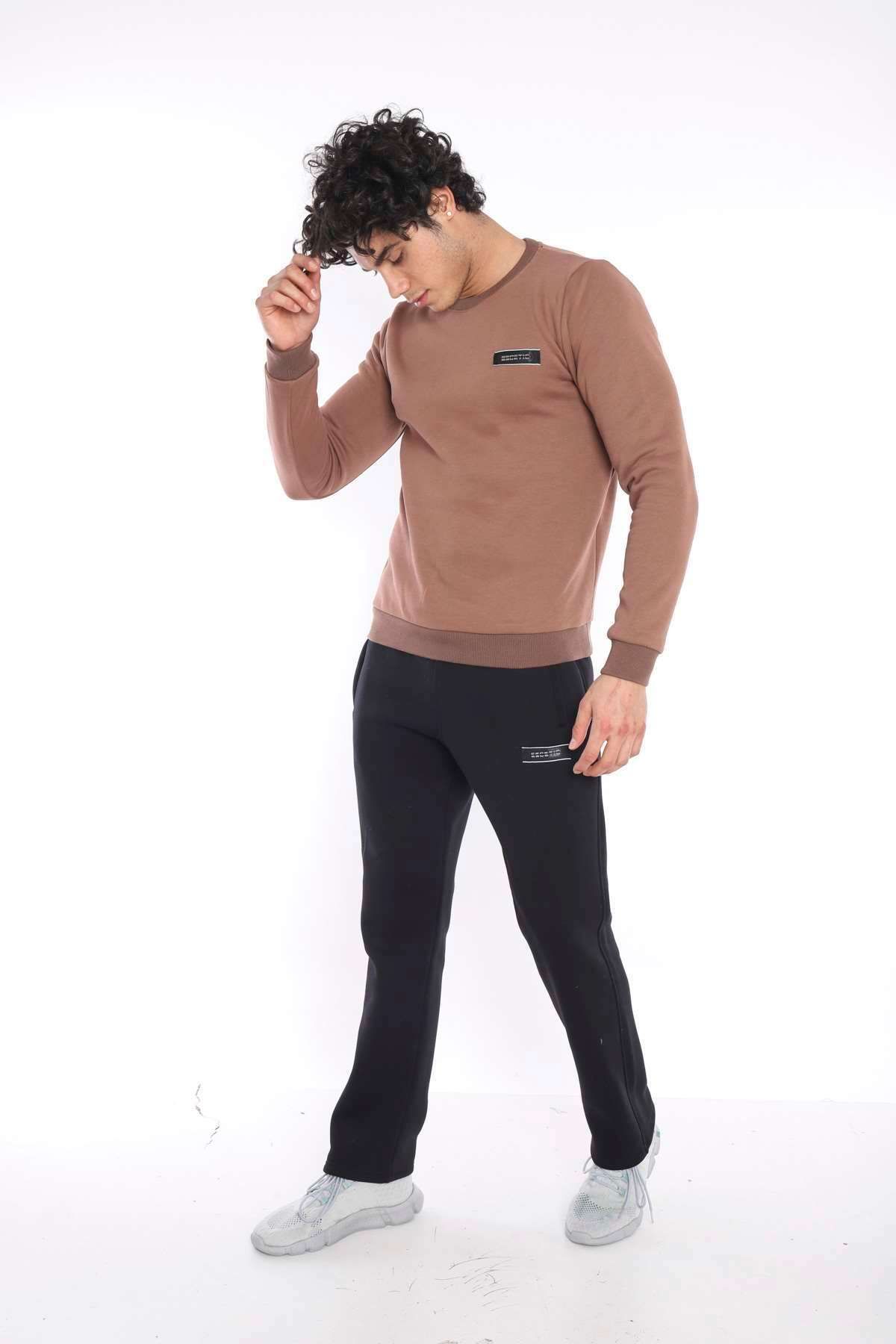 ست گرمکن ورزشی مردانه زمستان قهوه شیر 3 من؟ PLIK با I؟ CHI SHARDON SWEAT SATATO SET A3053 Escetic