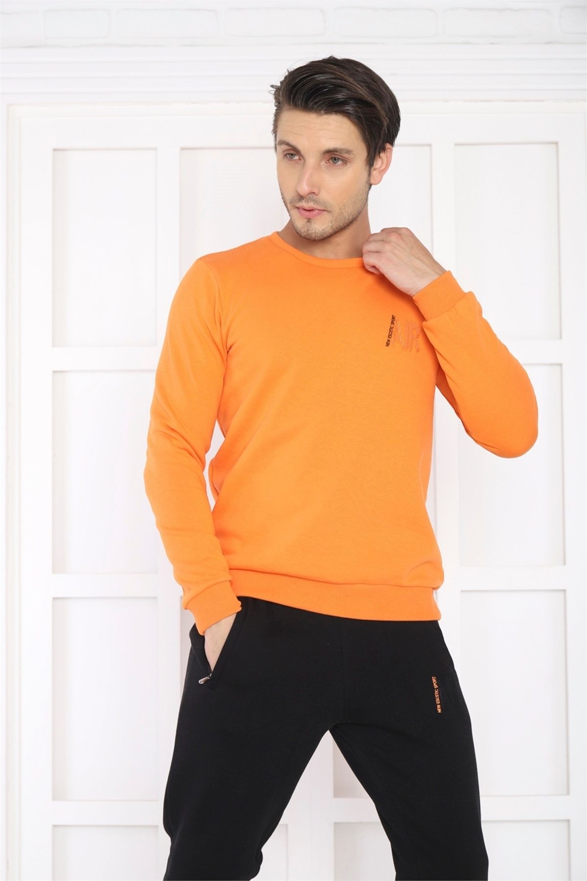 ست گرمکن ورزشی مردانه نارنجی 3 من؟ توطئه تنفسی SLIMFIT SERVICE 3078 Escetic