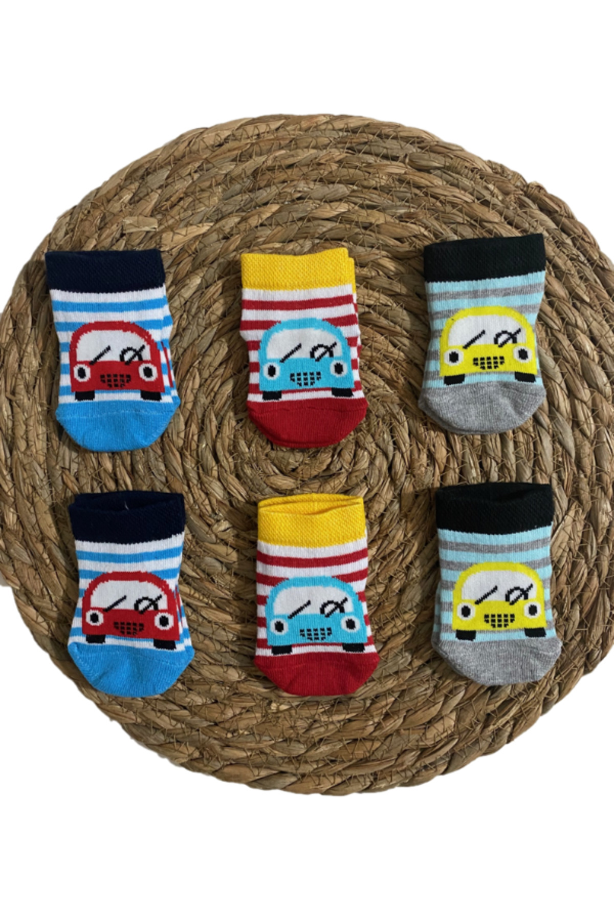 Hobins Sportswear & Company Erkek Bebek Yenidoğan Araba Desenli Hediyelik Çorap Seti 0-6 Ay fotoğrafı 7 (önizleme)