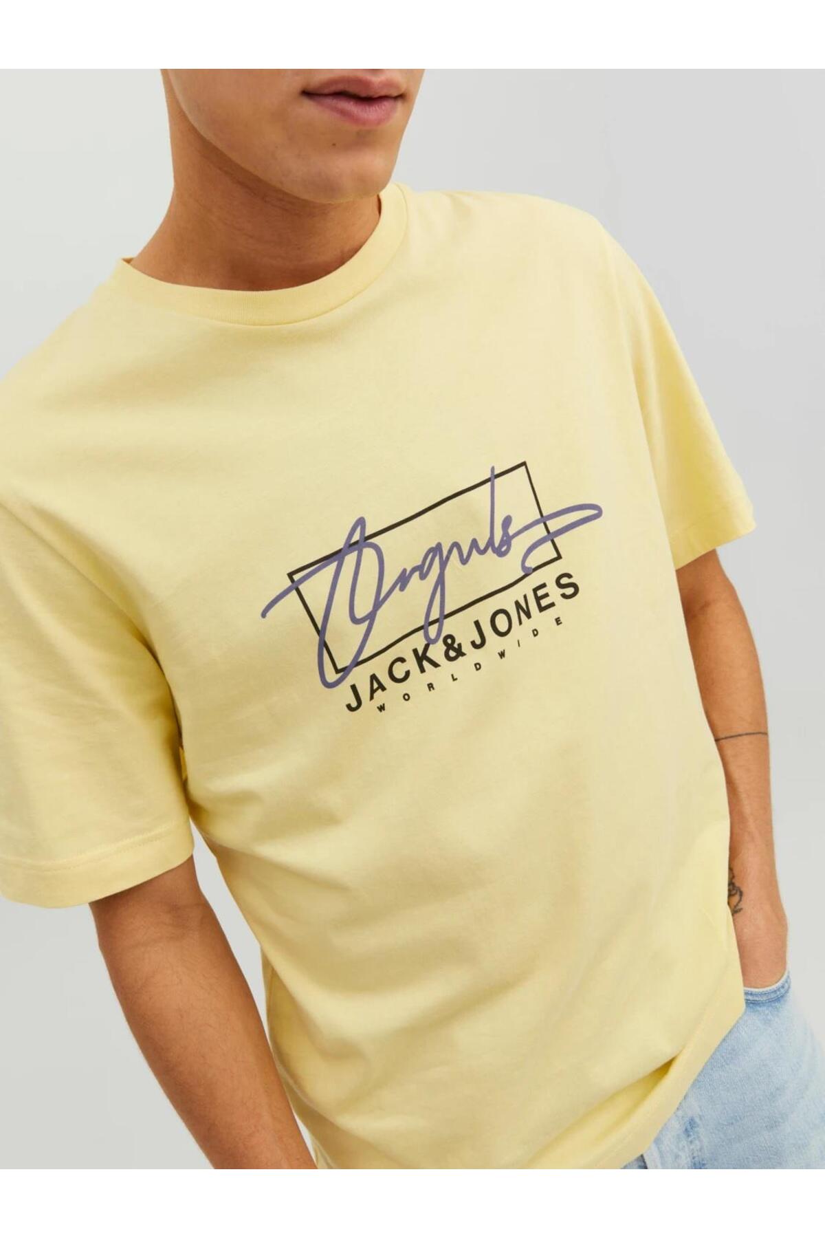 تی شرت جک اند جونز مردانه  زرد  راسته Regular/رگولار     کژوال/روزمره | Jack & Jones 12235487 vanilla - تصویر 3