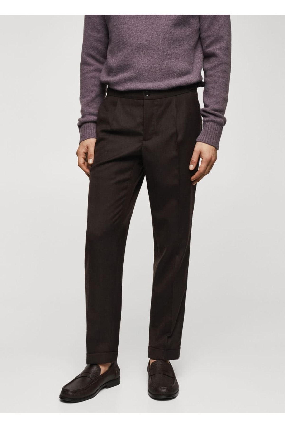 MANGO Man-Pleated and Buckle Wool Trousers 1