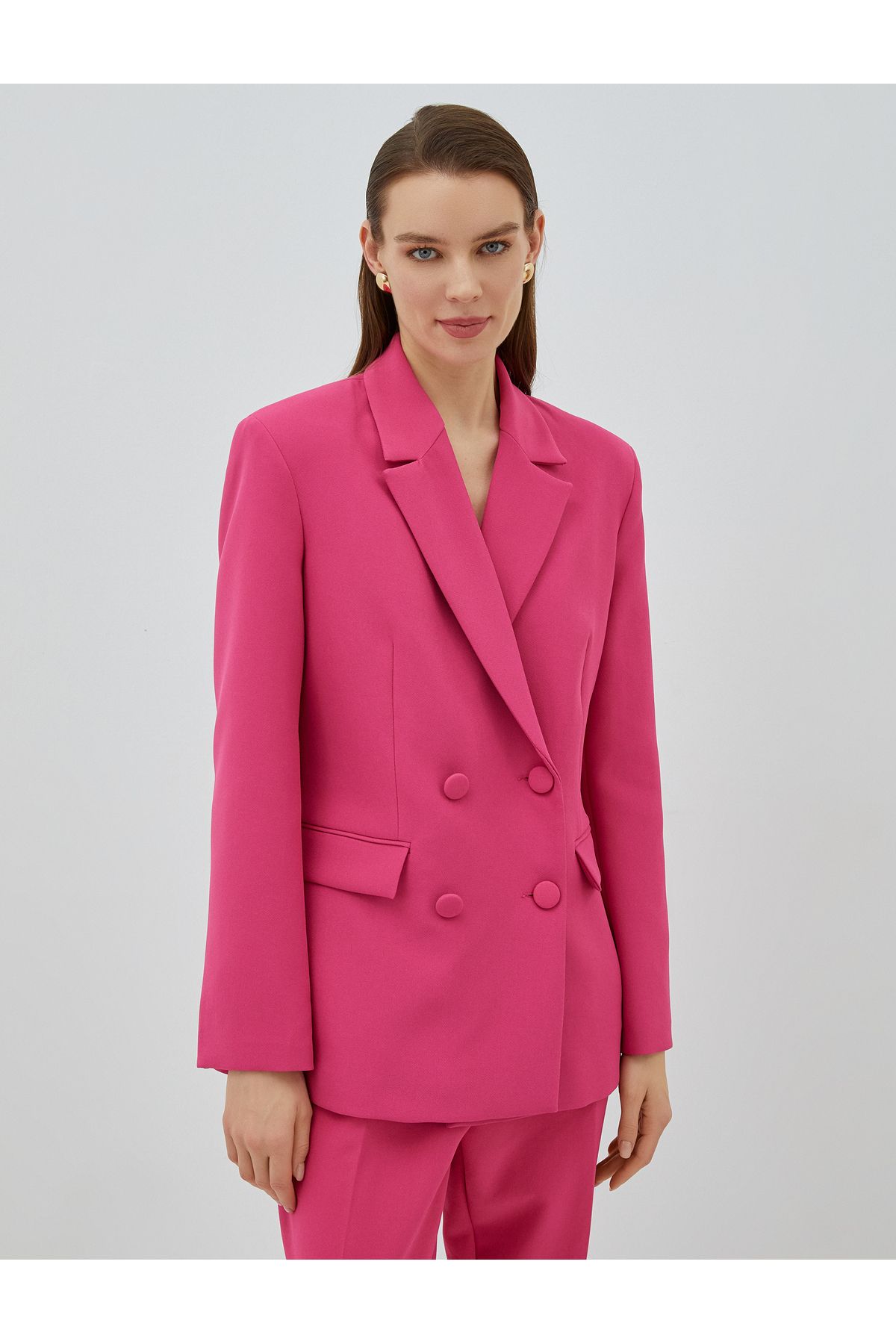 Koton Double Breasted Blazer Jacket with Flap Pocket Detail Trendyol
