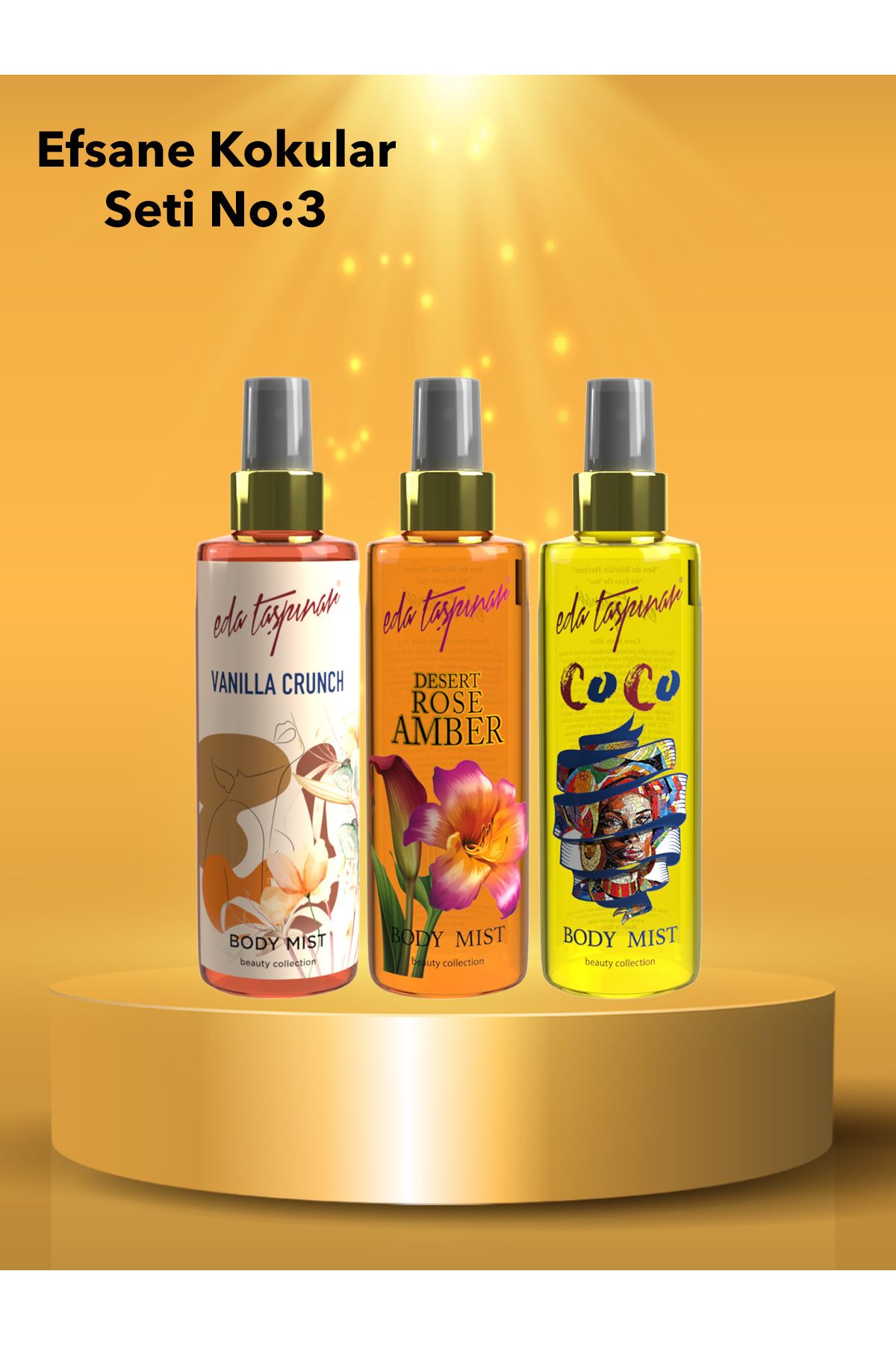 عطرهای افسانه ای Seti.no.3 وانیل و کهربا و کوکو بادی میست 200 میلی لیتر (EGX62-EGX20-EGX26) Eda Taşpınar