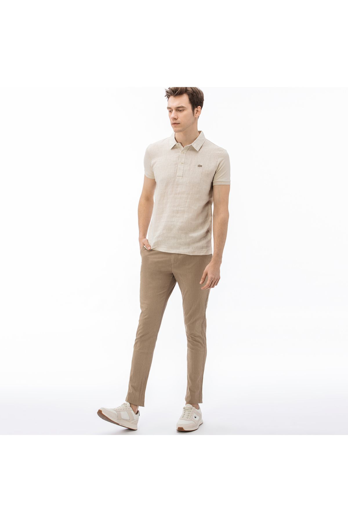 شلوار چند رنگ مردانه ویفر قهوه ای باریک Lacoste
