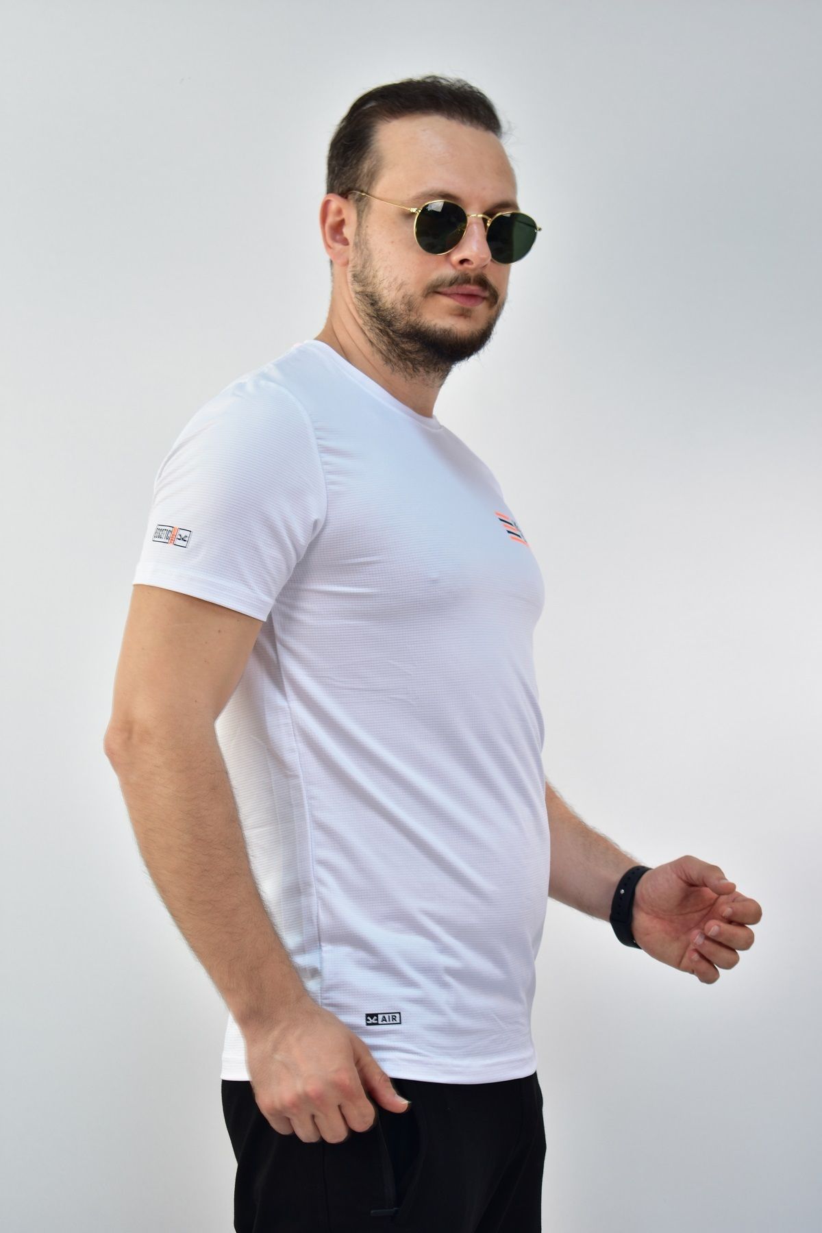 تی شرت ورزشی مردانه سفید پوست SLIMFIT SUDES TRATHING THIRT 0774 Escetic