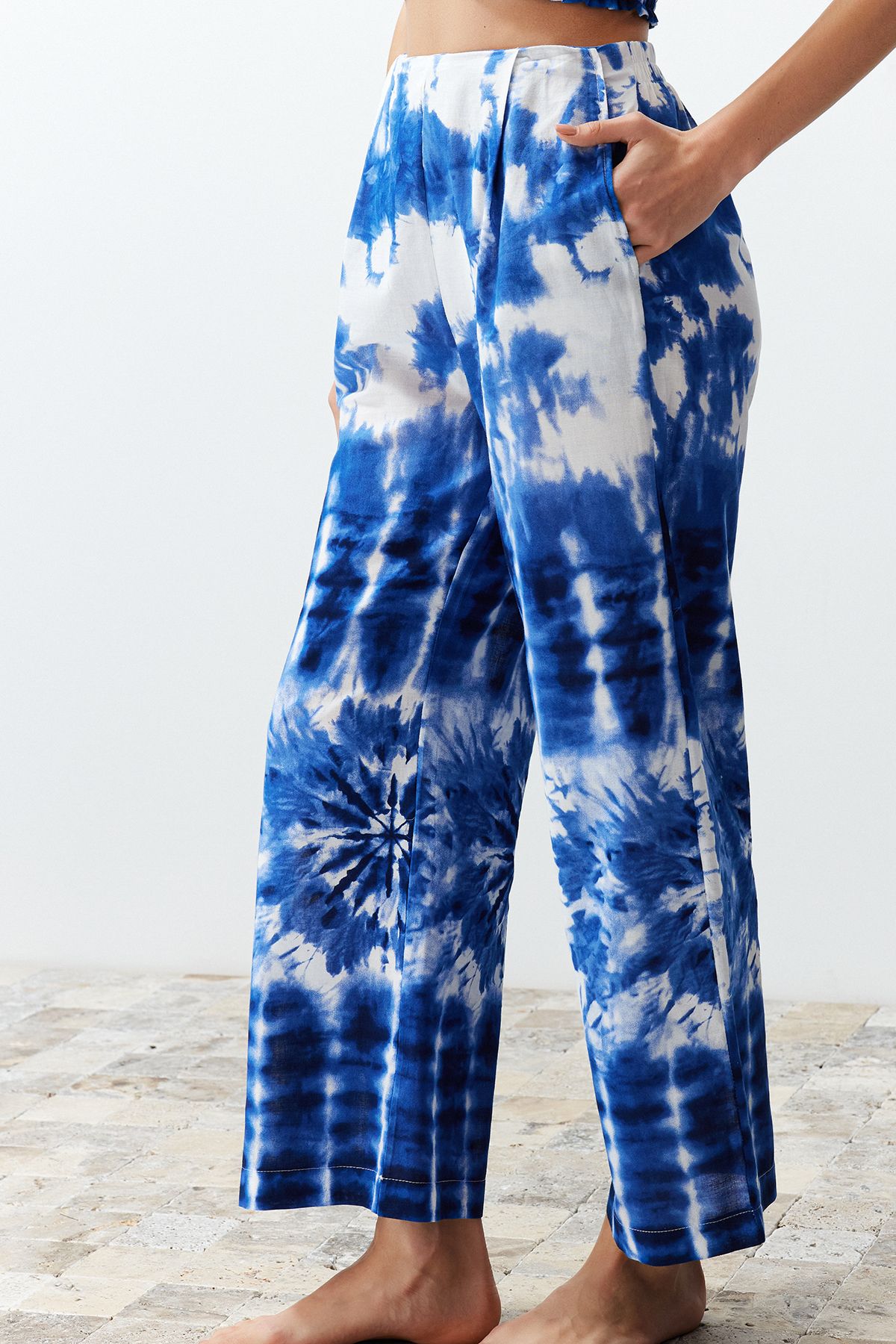 Trendyol Collection-Cotton Woven Abstract Print Blouse and Pants Beach Set - Tbess24Au00013 12