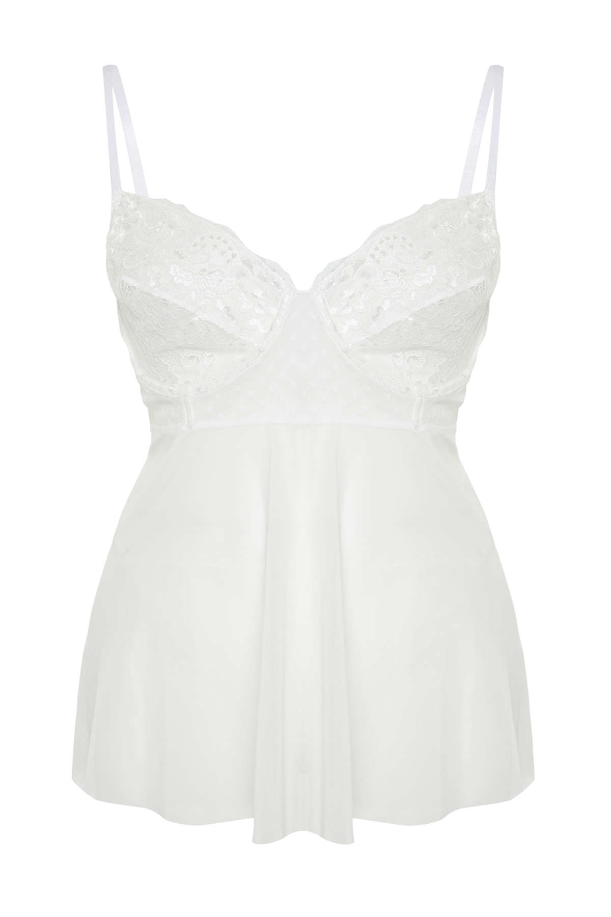 Trendyol Curve-Fehér, magas derekú aládrót Babydoll &amp; Tanga szett TBBSS24DH00001 8