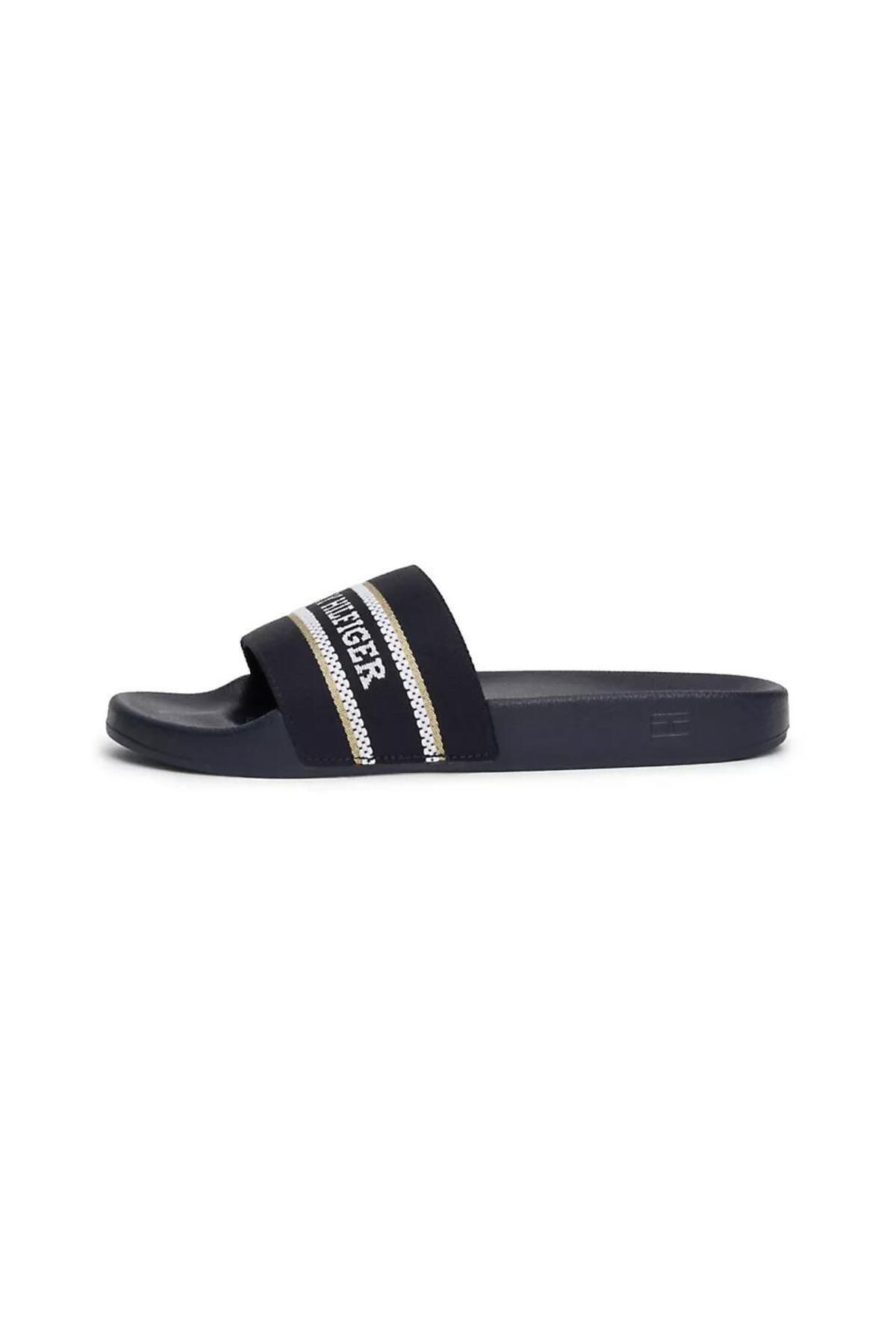 دمپایی آبی زنانه polslide hilfiger با توری Tommy Hilfiger