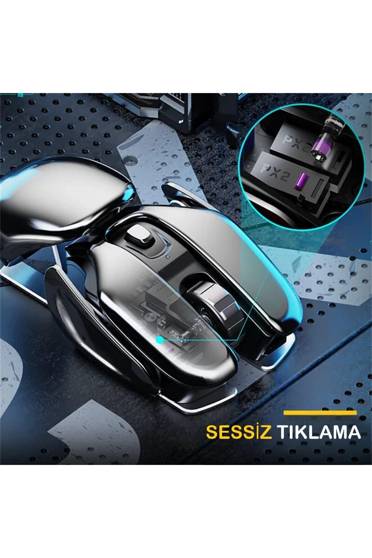 DUHALINE Kablosuz Şarjlı Mouse Modern Tasarım Ergonomik Metal Mouse, 2 ...