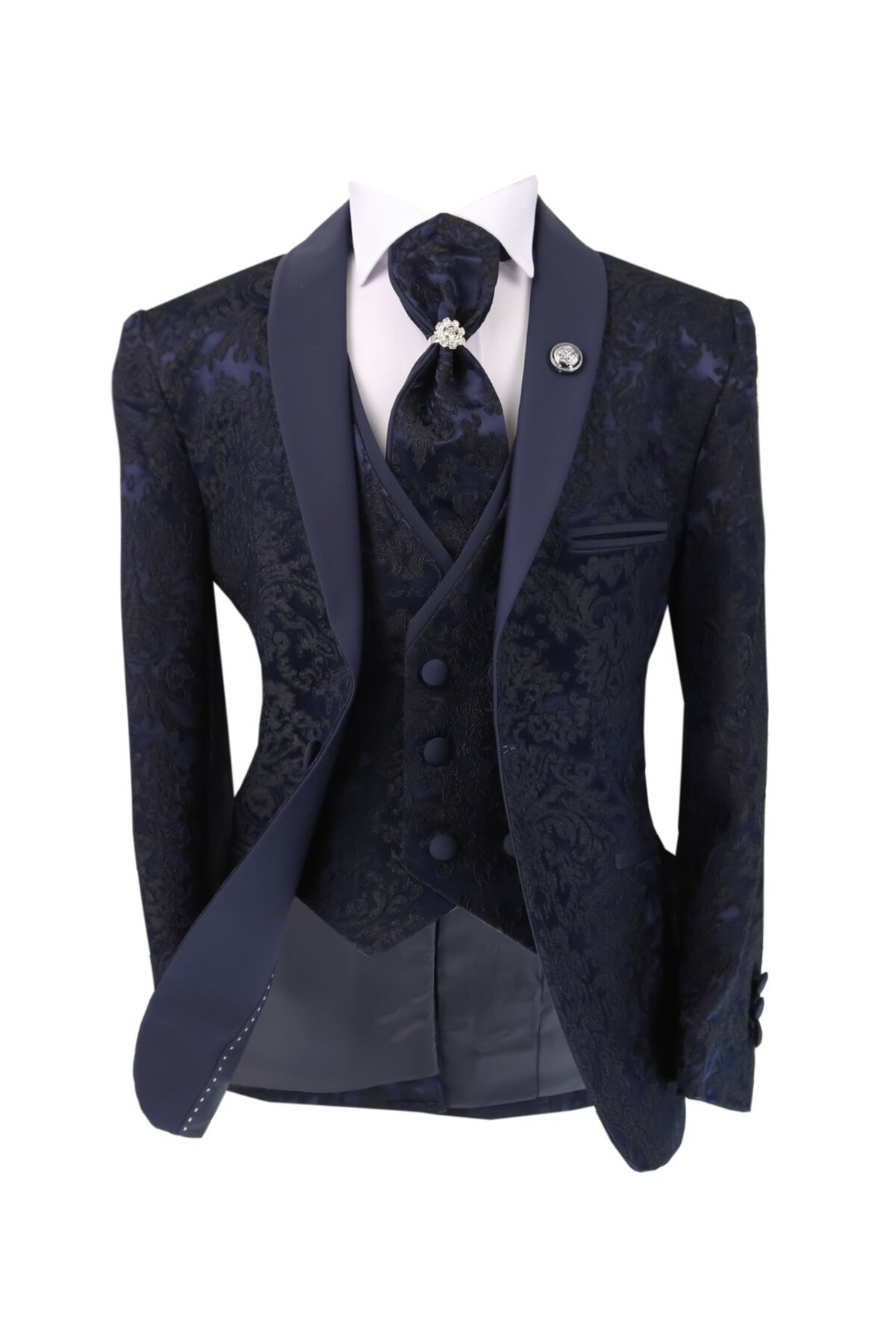  کت و شلوار دامادی کودک گشاد - ۴ تکه - ۶-۱۰ سال