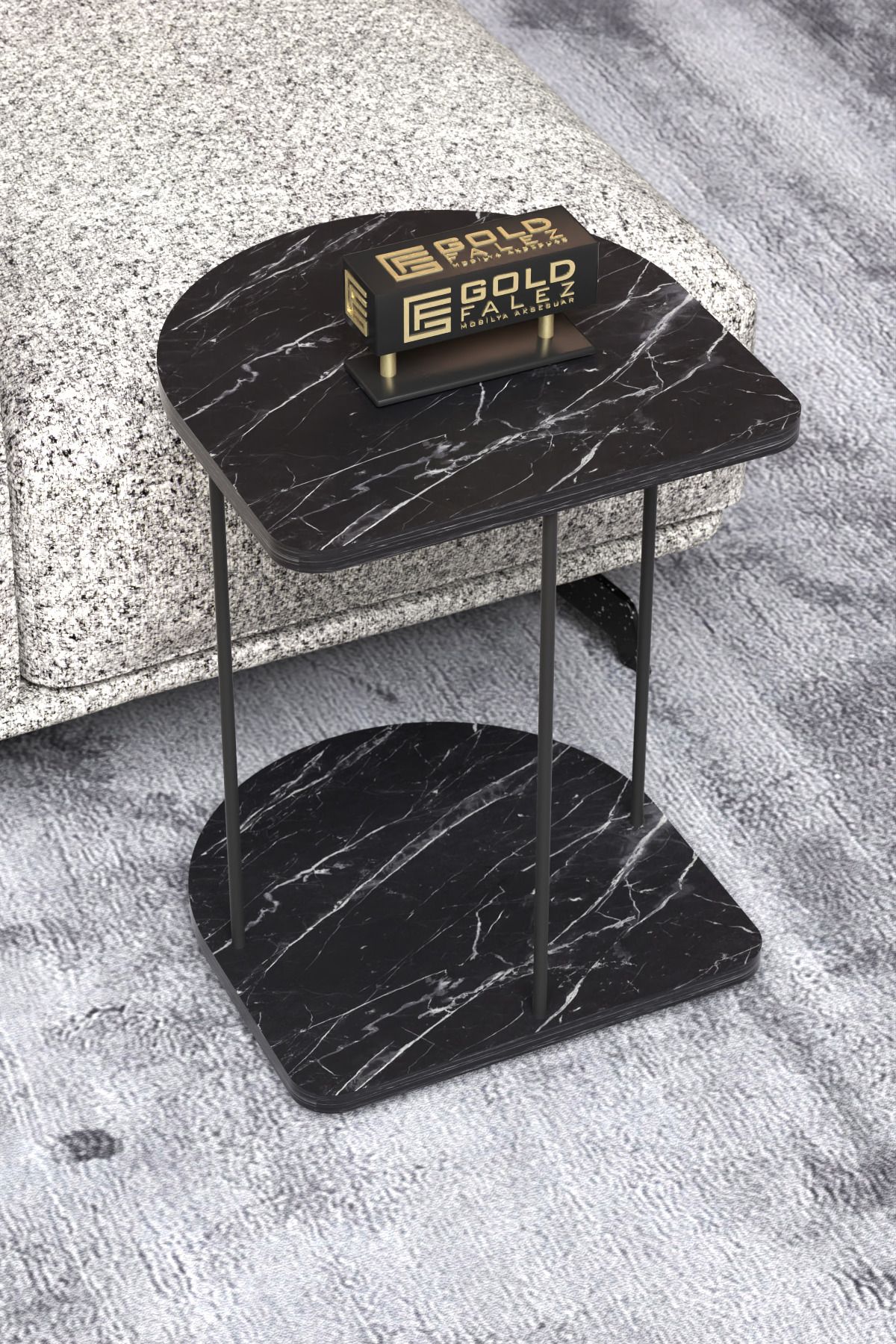 GOLDFALEZ-Mobile Side Table with Wheels | Oval HND Collection | Modern Serving Cart in Bendir Finish 2