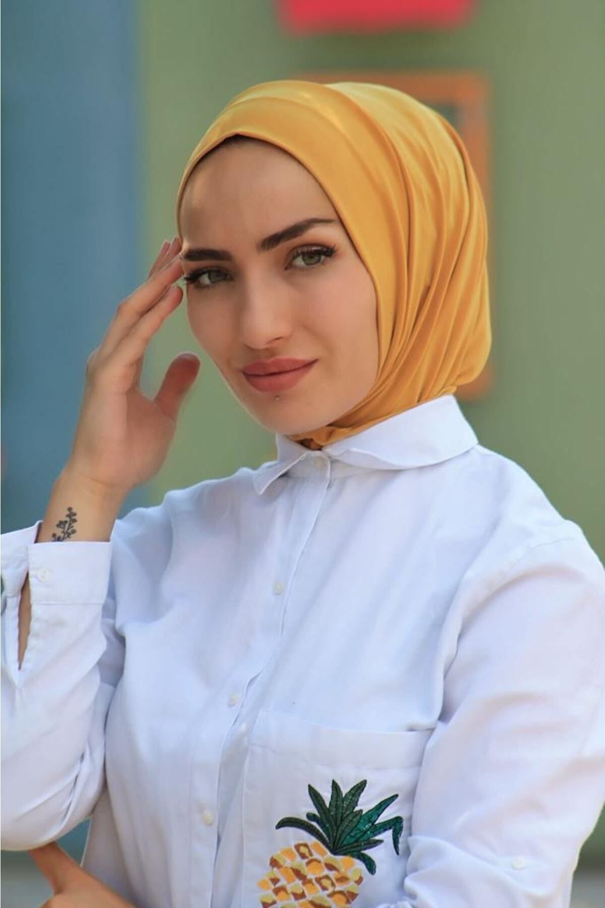 tessetür Bone diyarı Snap Bonnet Galben Muștar Femeie - One Size