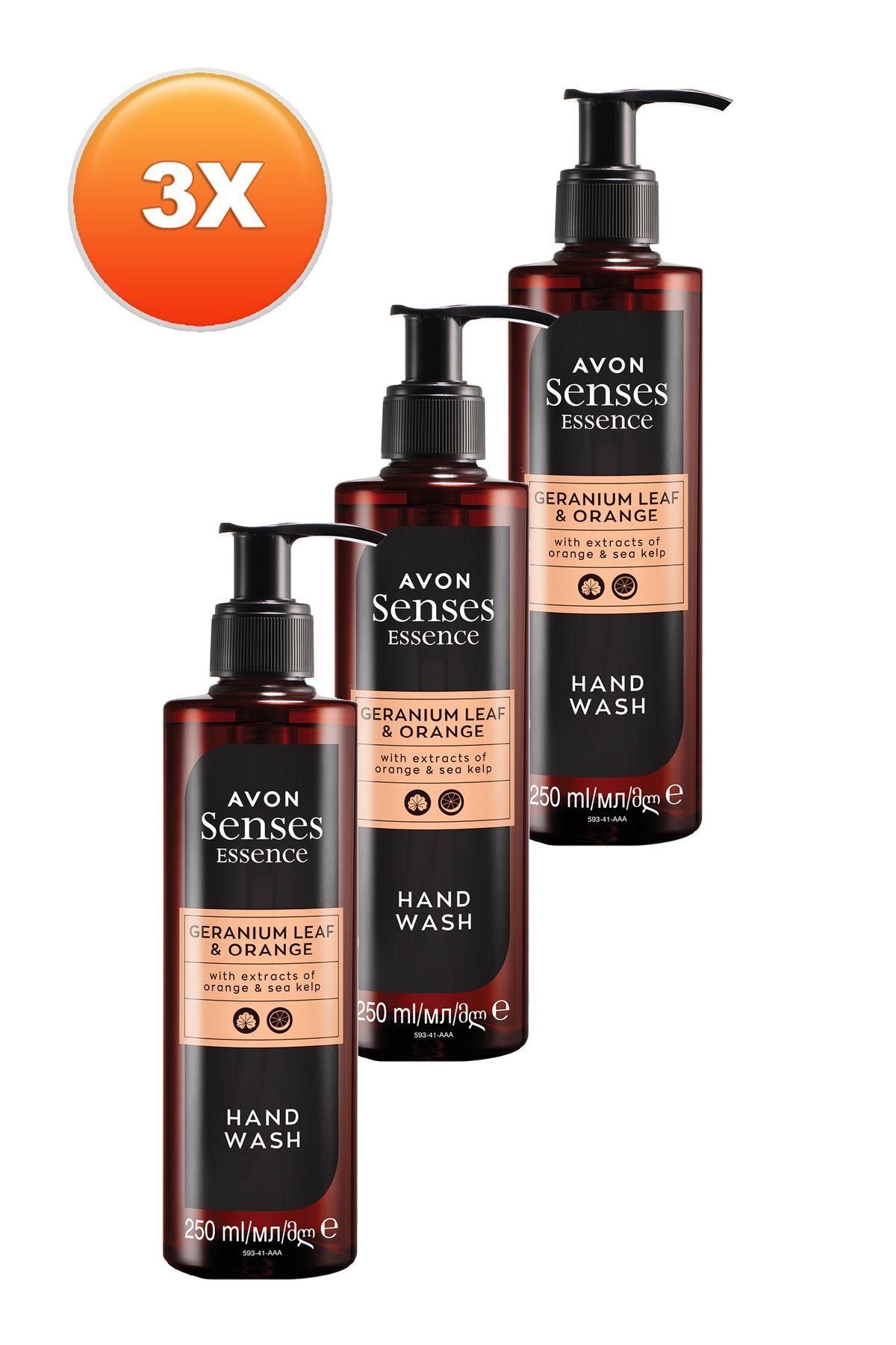 صابون مایع دستی معطر برگ شمعدانی Senses Essence و پارتاچال 250 میلی لیتر. مجموعه سه تایی Avon