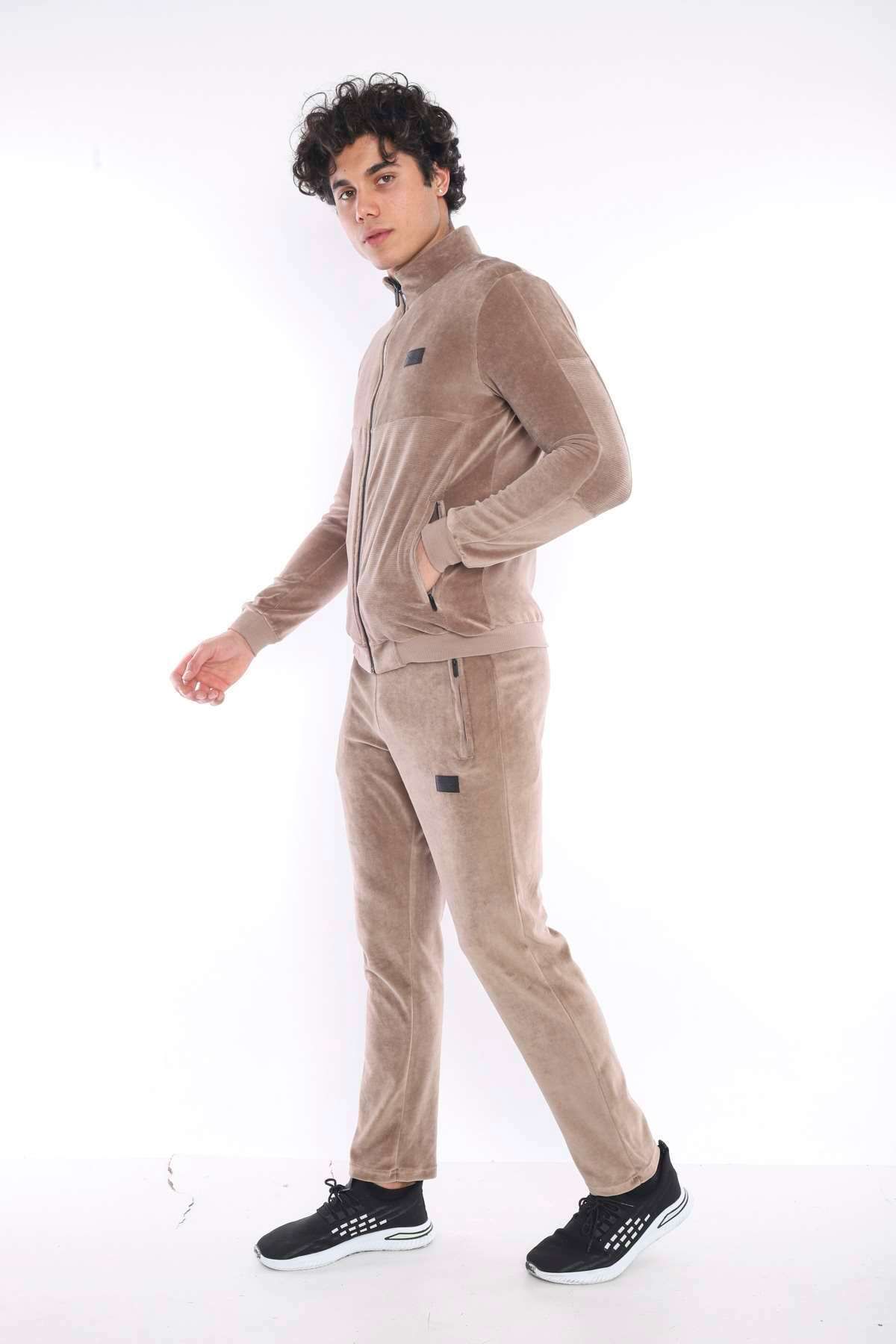 ست گرمکن ورزشی مردانه MINK SLIMFIT 4 POCKET VELVET SEASON TRACKSUIT TEAM 6637 Escetic