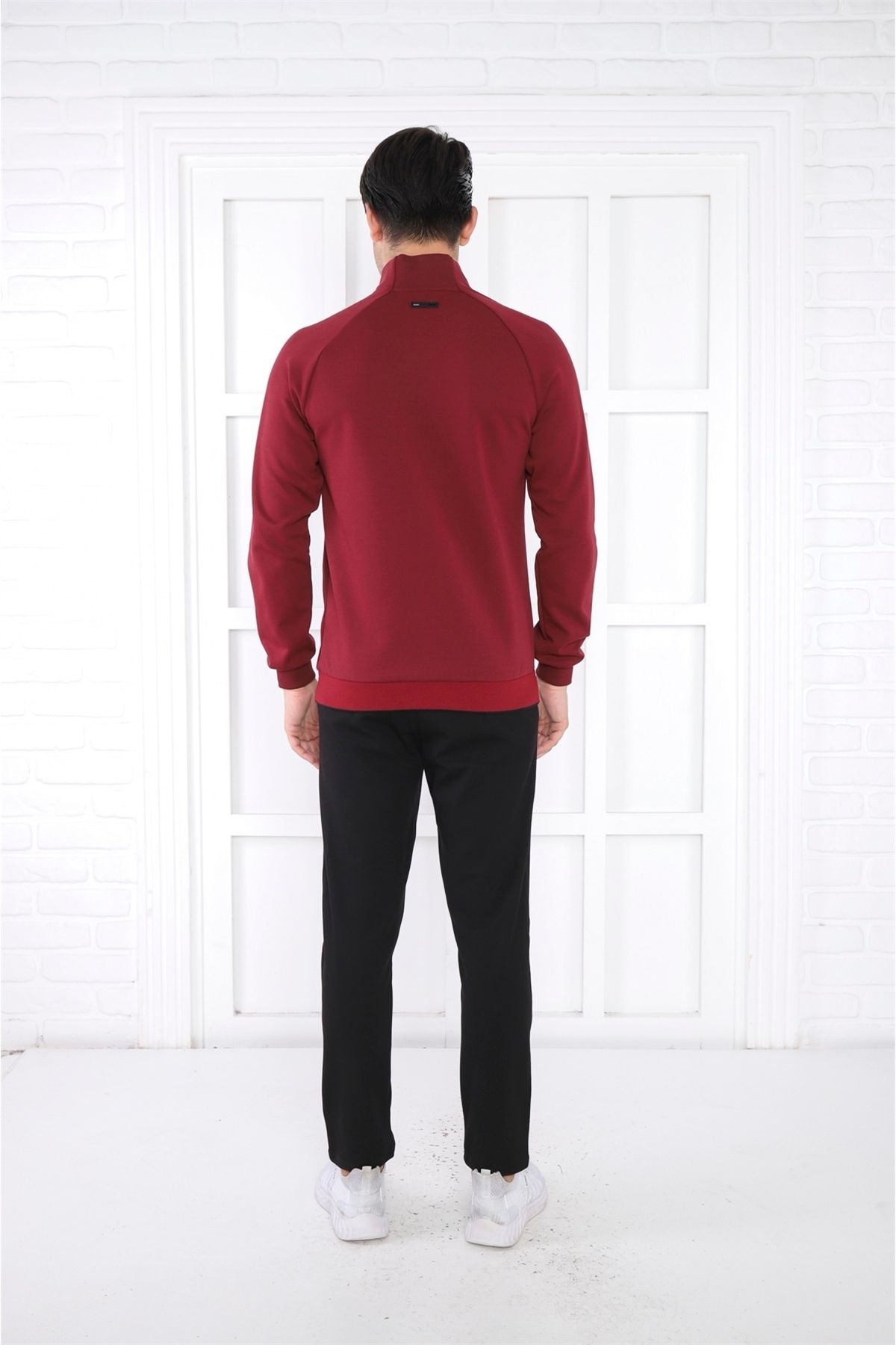 ست گرمکن ورزشی مردانه گردنبند ORTAK BORDEAUX 4 فصل تنفس پنبه ورزش SLIMFIT تیم خدمات 6767 Escetic