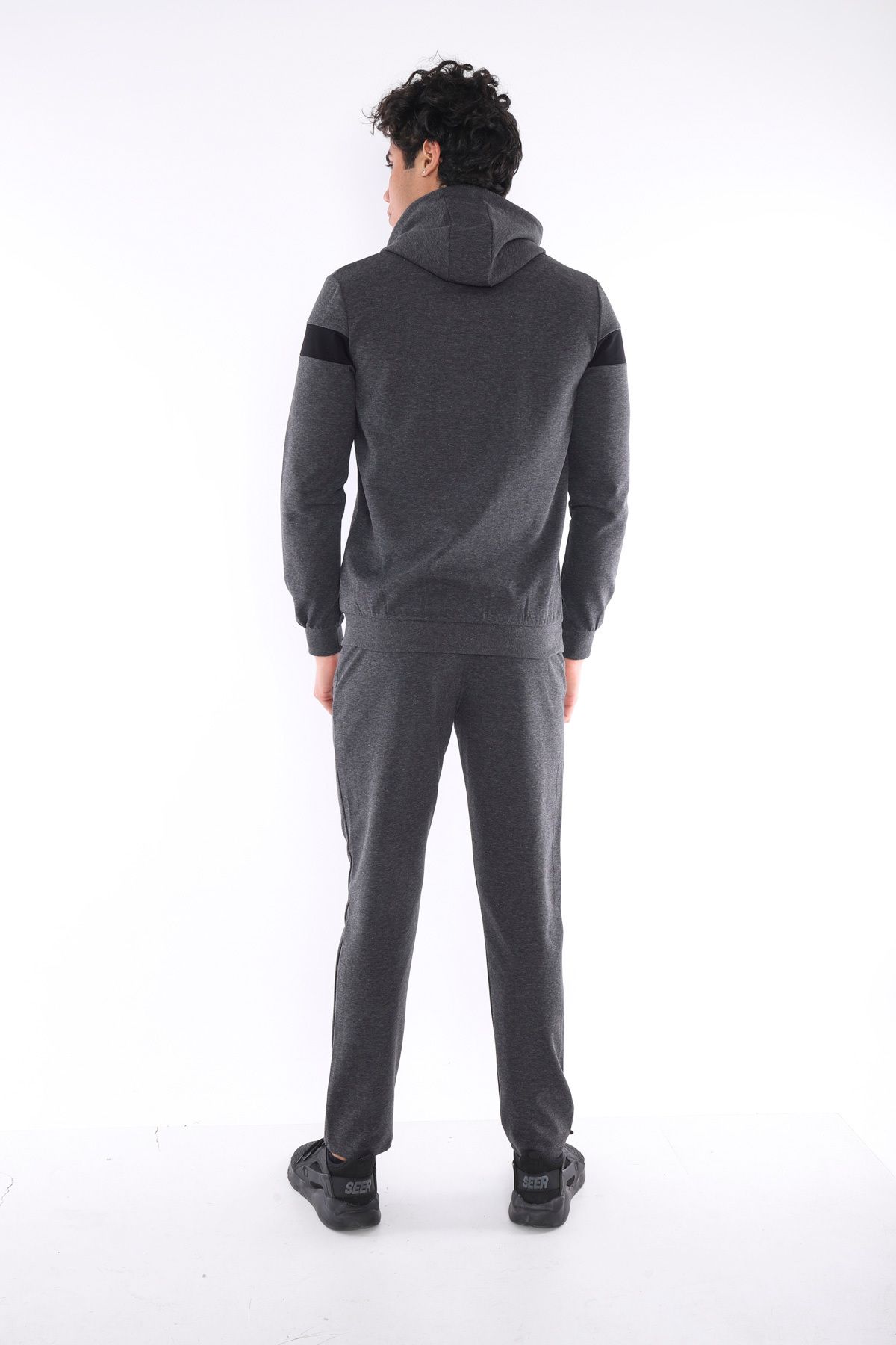 ست گرمکن ورزشی مردانه هود پنبه تنفس طرح دار برای تیم عرق SLIMFIT SPORT TEAM A3042 Escetic