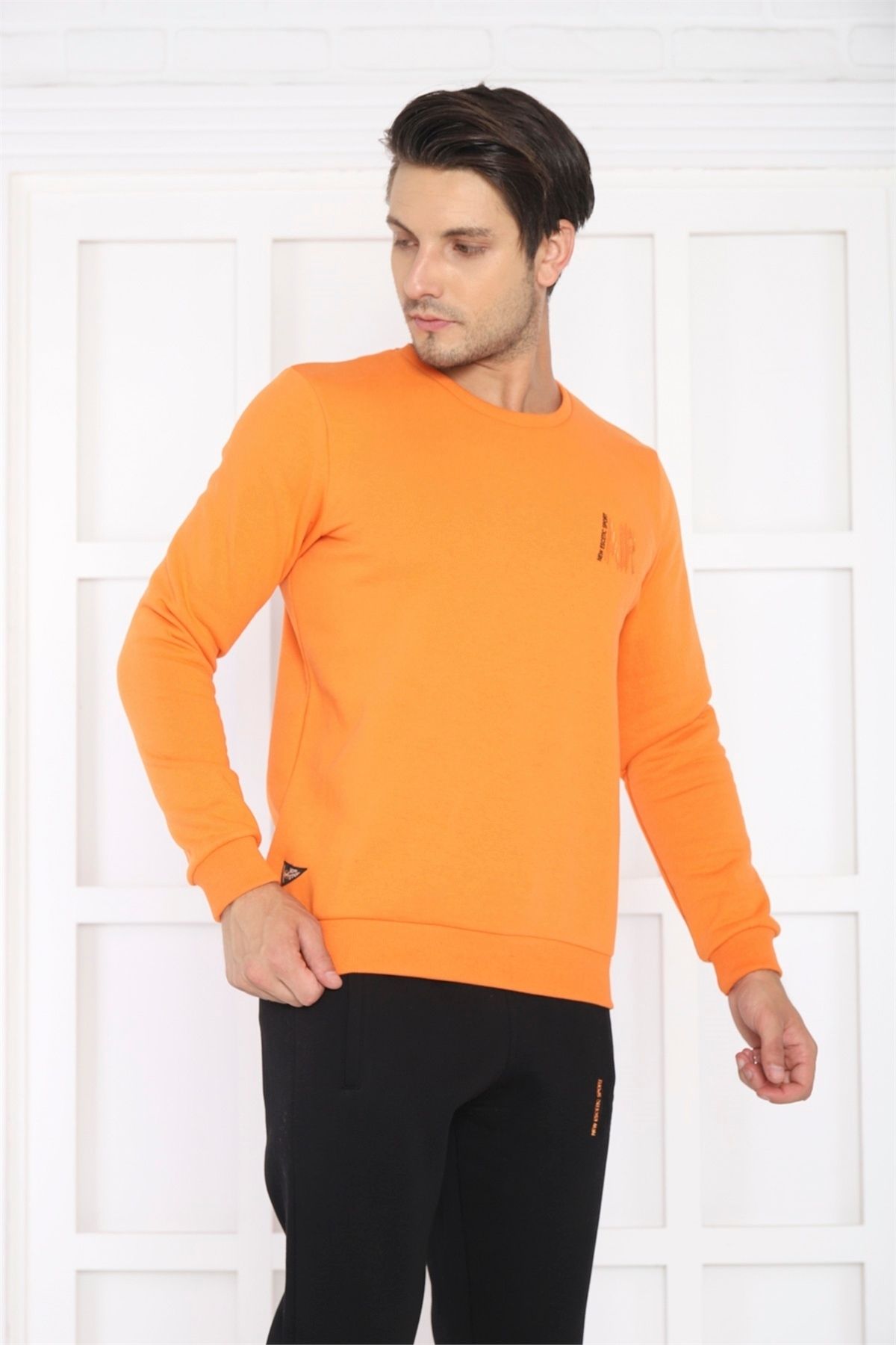 ست گرمکن ورزشی مردانه نارنجی 3 من؟ توطئه تنفسی SLIMFIT SERVICE 3078 Escetic
