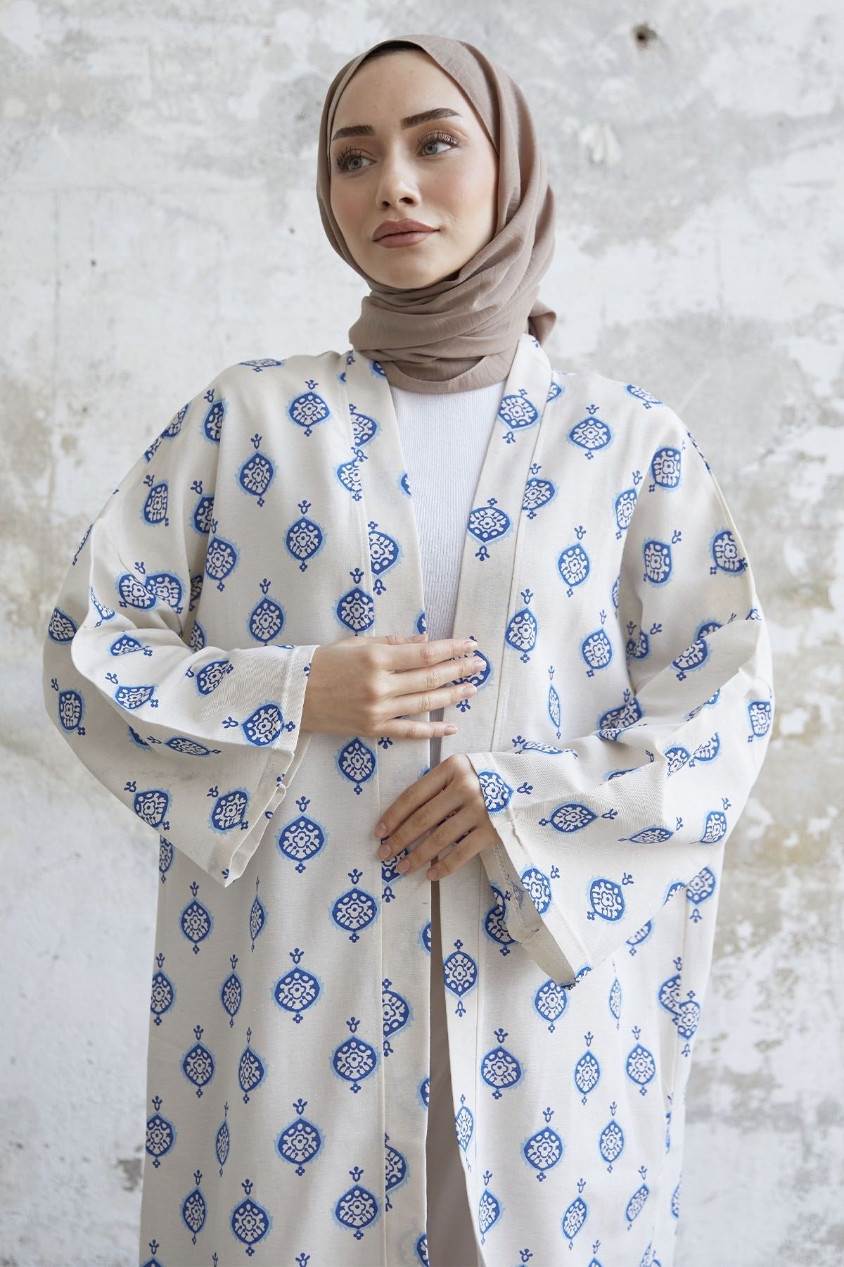 InStyle-Ethnic Pattern Long Kimono - Indigo 3