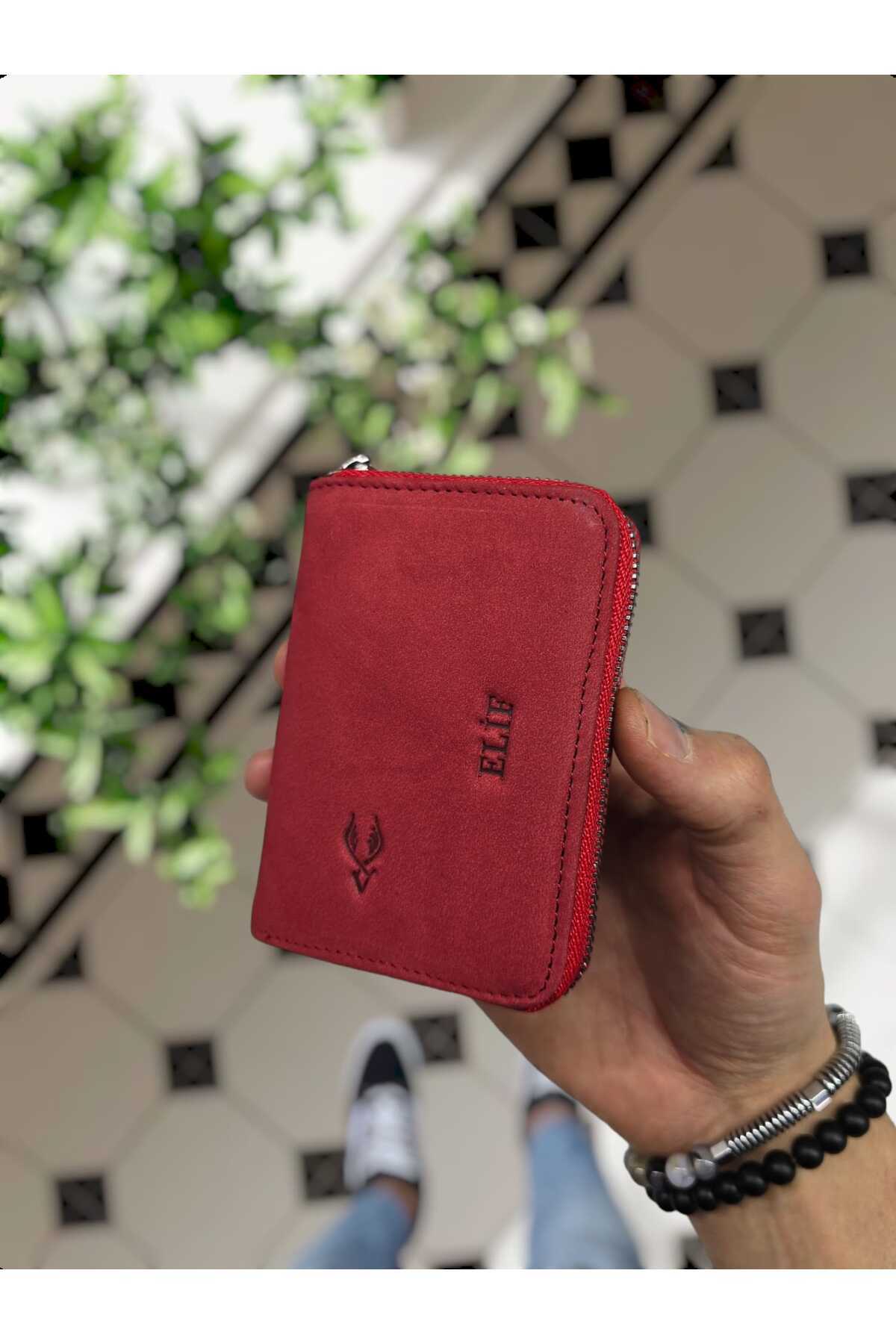 661 Genuine Leather Zipper Accordion Card Holder Model Women Men Use Leather Bag