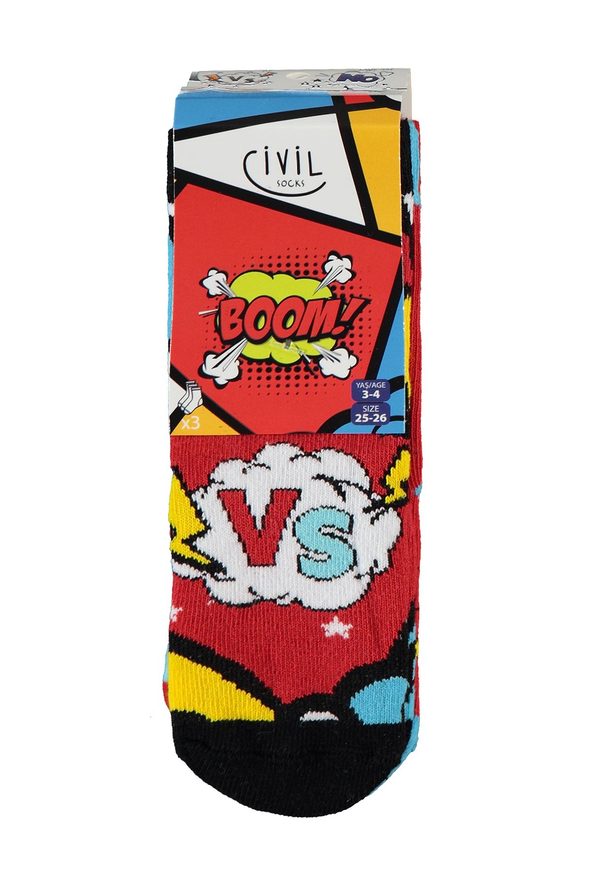 Civil Boys Civil Socks Носки из трех предметов для мальчиков 3–11 лет, красные 09K28200123W1