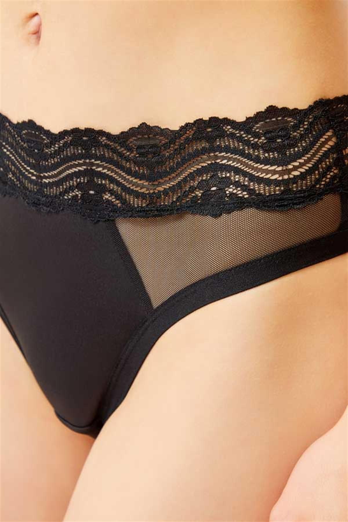Cottonhill-3er-Pack Menstruationshöschen für Damen mit transparentem Tüll und detaillierten Details 3