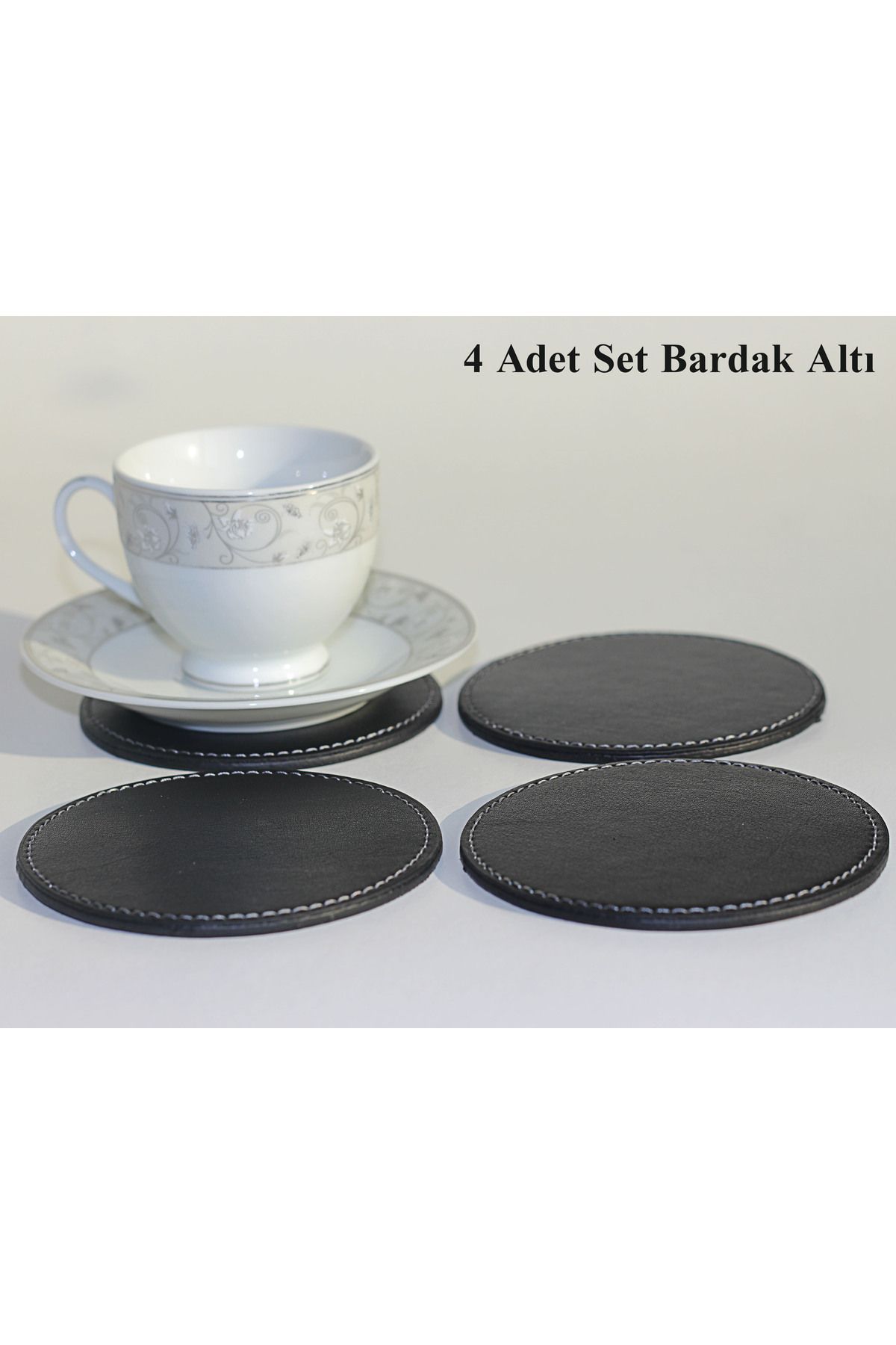 Arkem-Black Leather Coaster, Cup, Cup, Mug, Coaster 4 Pieces 3