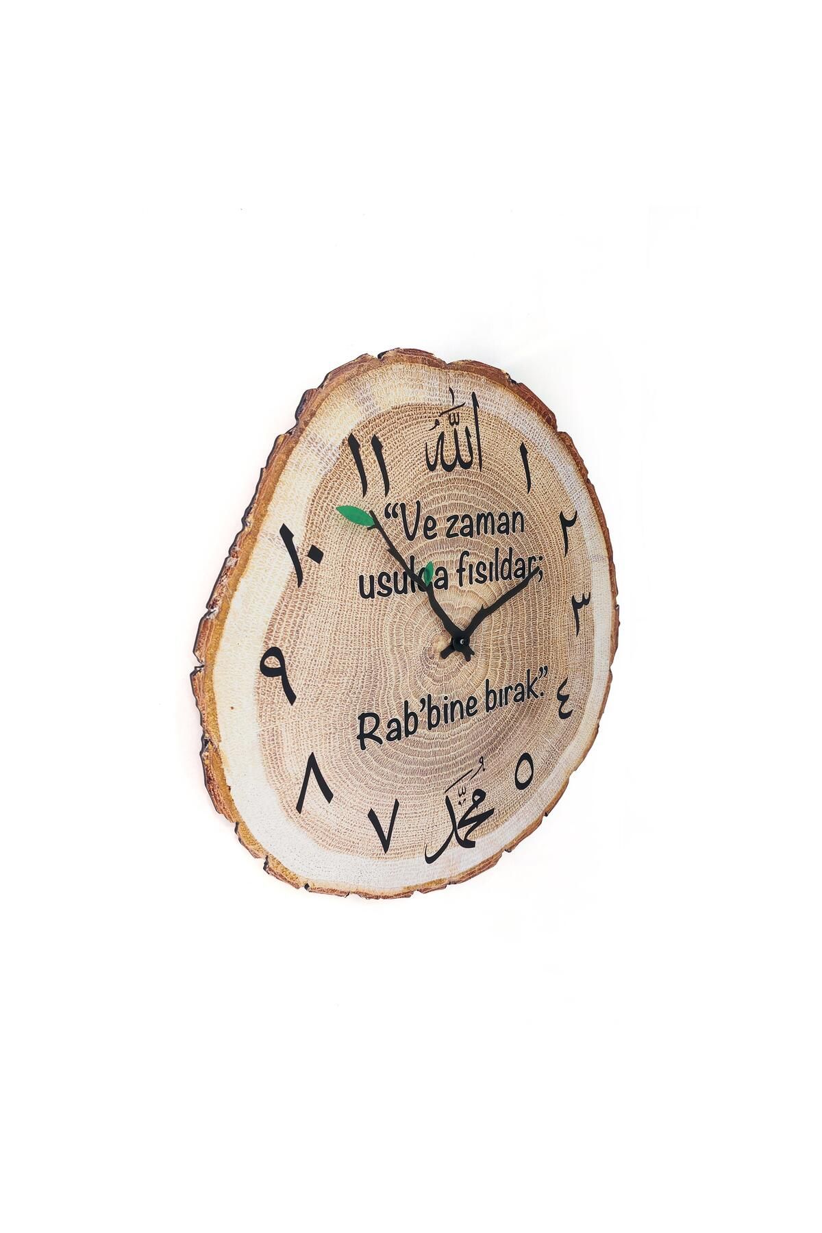 CajuArt-Decorative Tree Trunk Log Shaped 40 cm Wall Clock with Religious Motifs 5