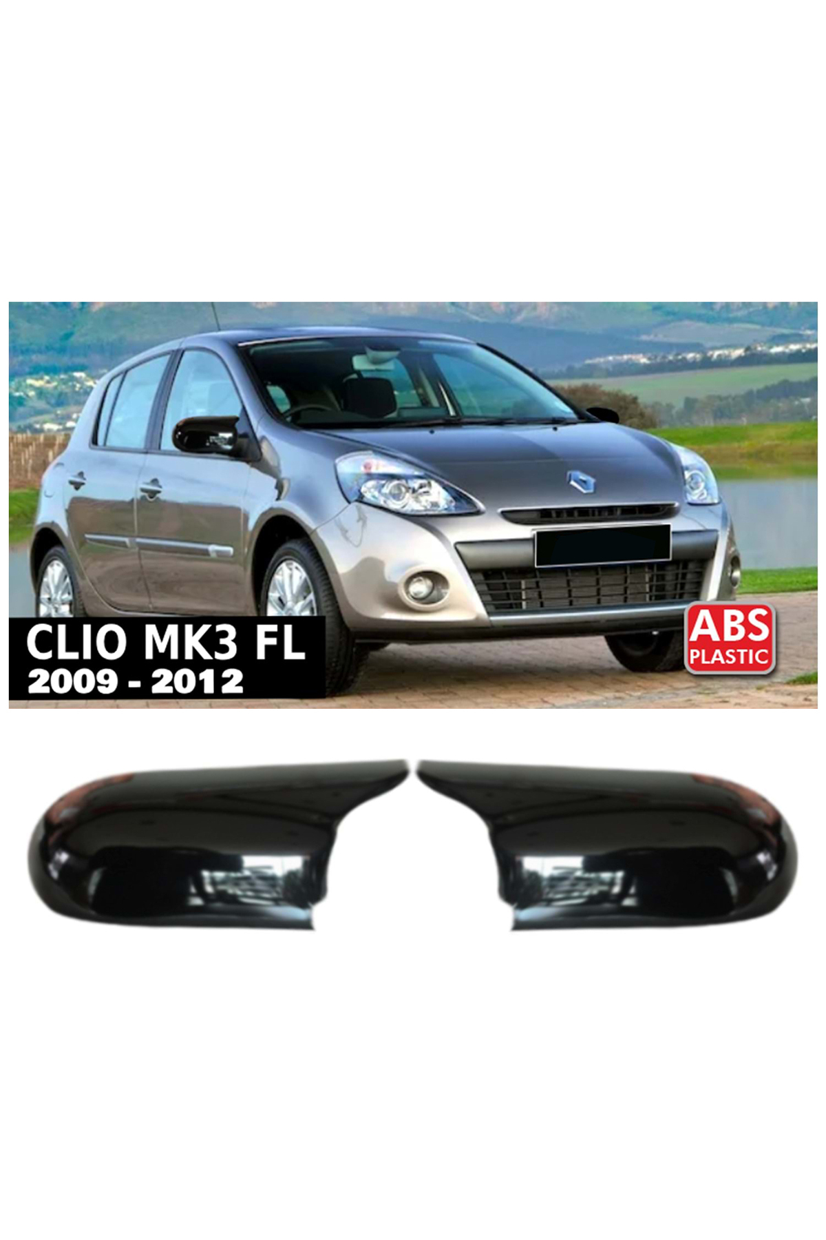 HasAkman Renualt Cio 3 Makyajlı Batman Yarasa Ayna Kapağı Piano Black 2009 2010 2011 2012