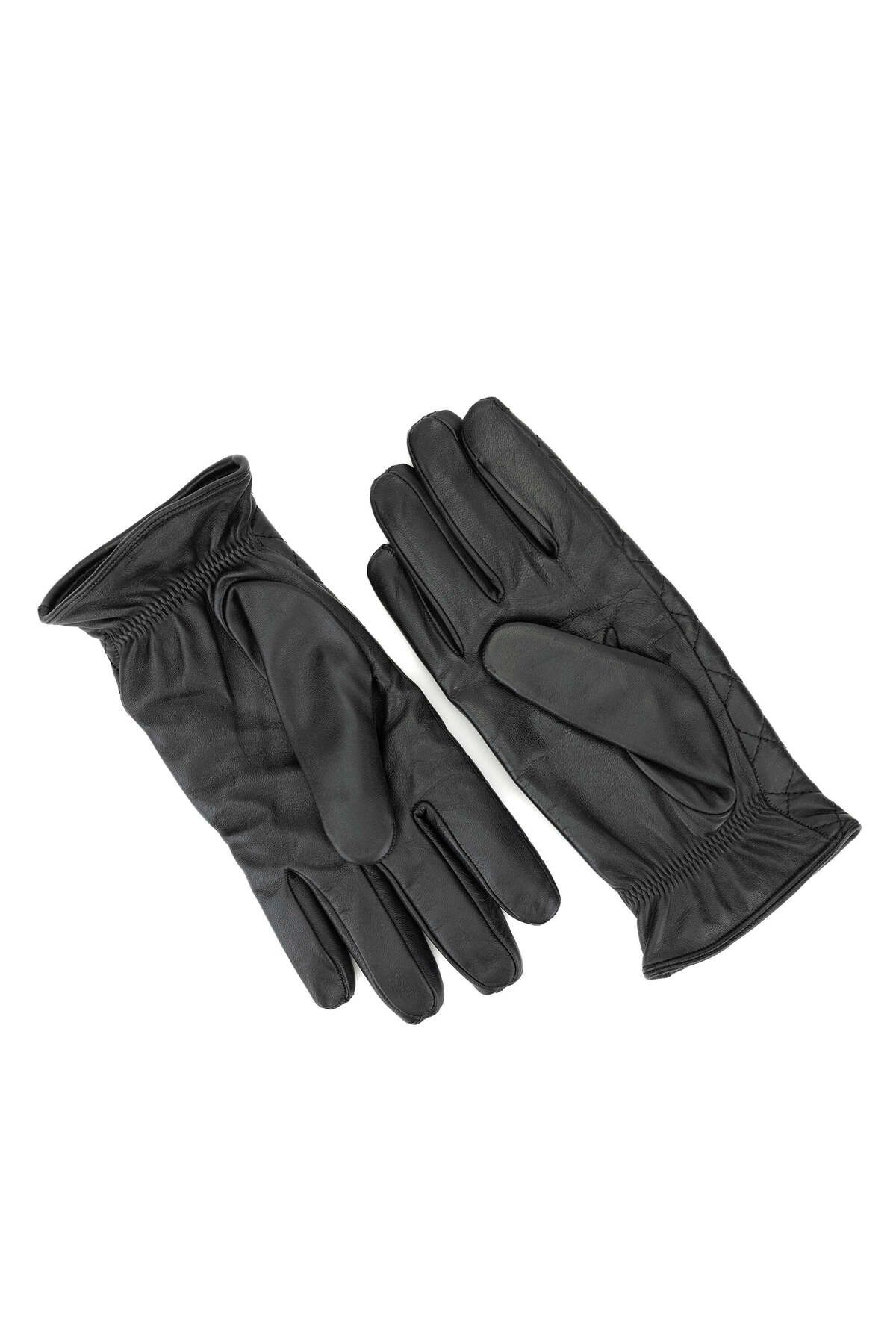 دستکش لحافی مشکی چرم اصل مردانه Kemal Tanca GLOVES Tamer Tanca