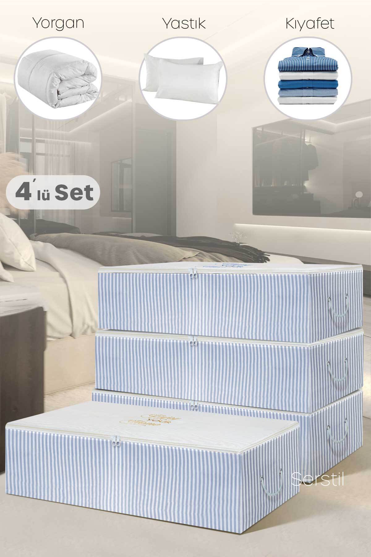 4 Pcs - Mega Size Base Bottom Blue Striped Hump 74 x 46 x 22 cm