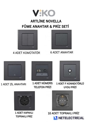 VİKO Viko Artline Novella Füme Anahtar & Priz Seti
