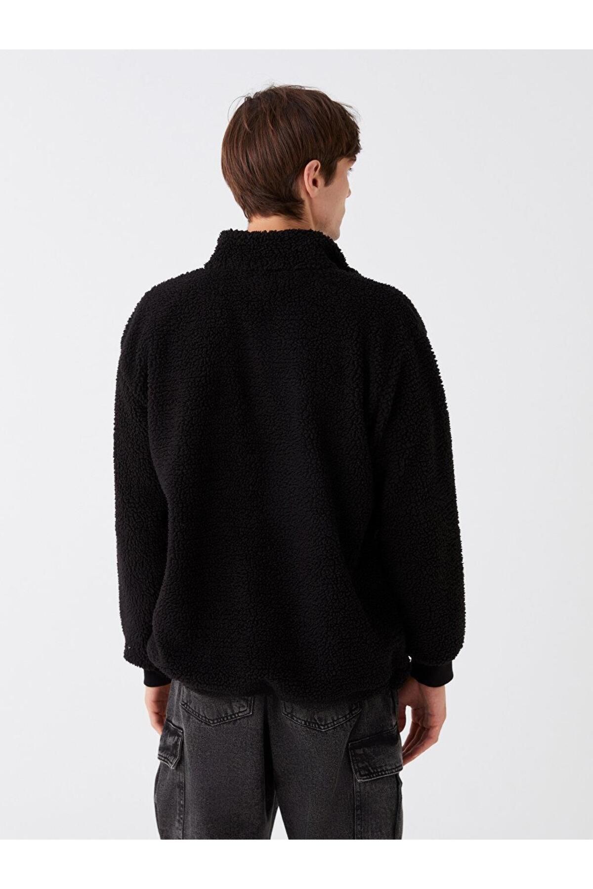 LC Waikiki-LCW Casual Stand Collar Long Sleeve Plush Men's Zippered Sweatshirt 5