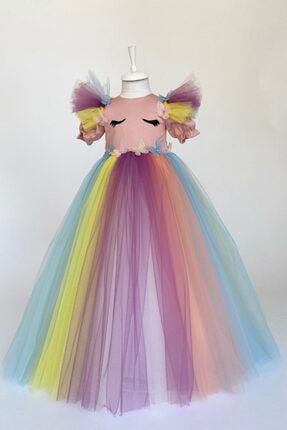 Kız Çocuk Renkli Unicorn Elbise 200120110210